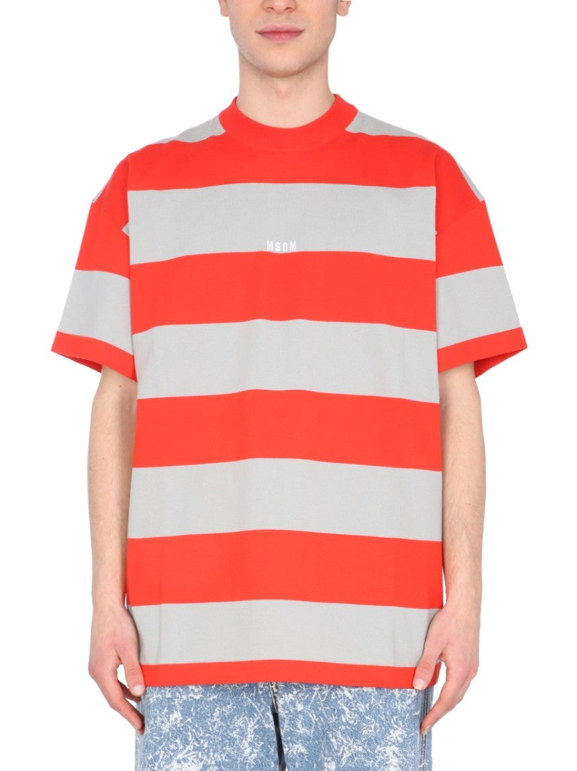 Crew Neck T-Shirt With Bicolor Stripes