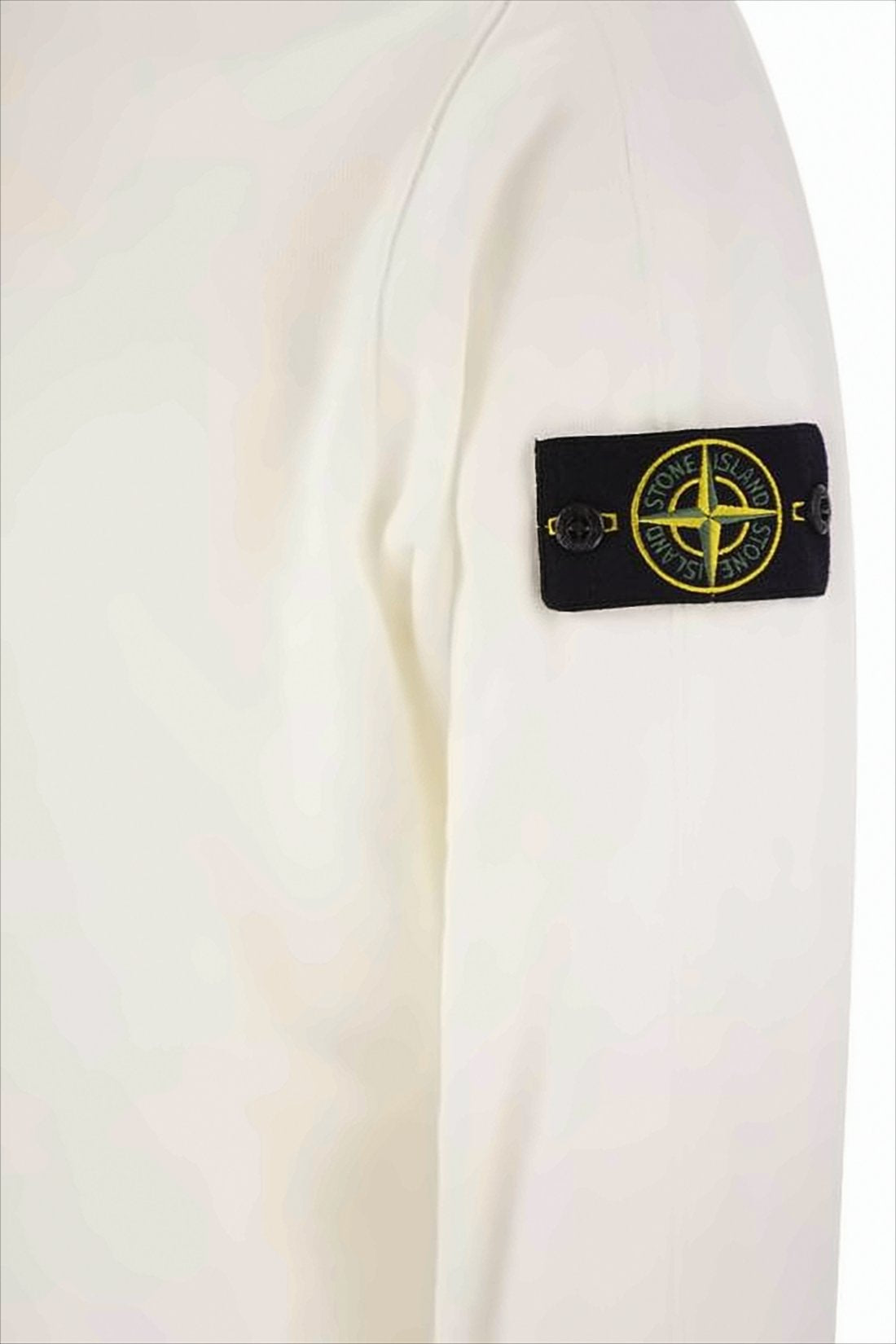 Minimalist High Neck White Pullover with Logo Patch