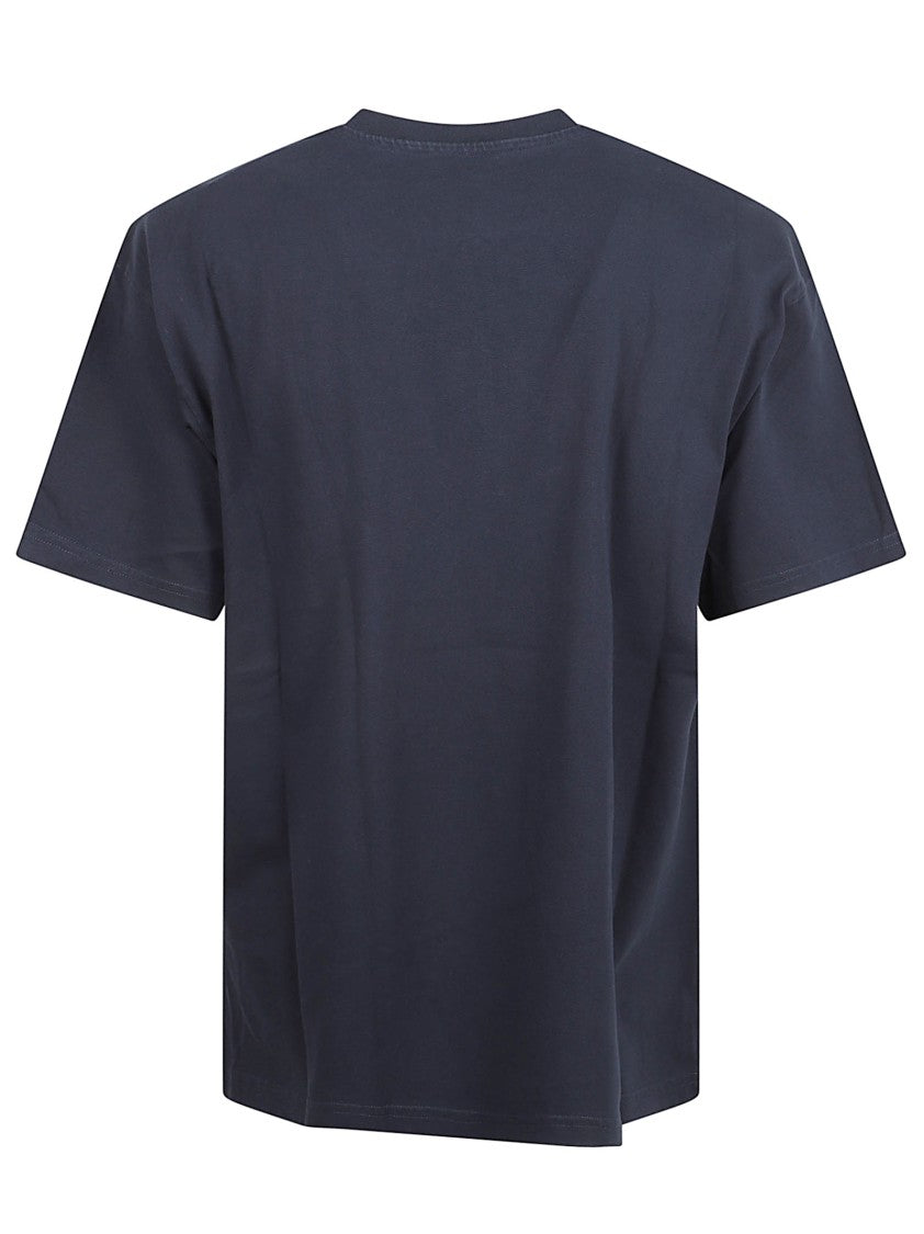 Navy Cotton Jersey T-Shirt With Contrasting Logo Embroidery