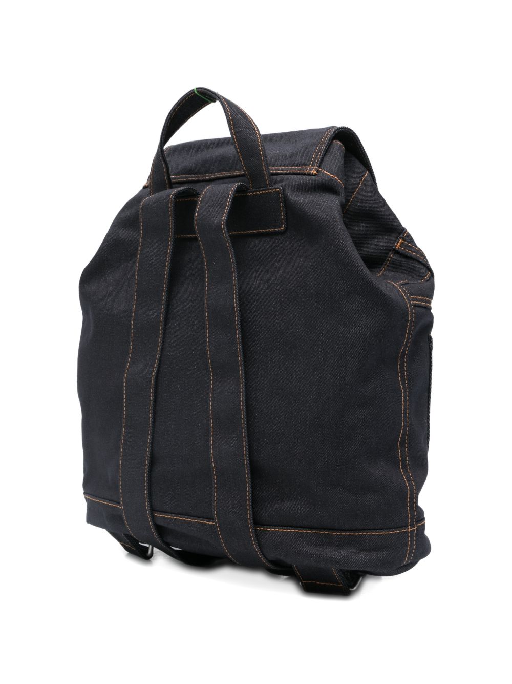 Structured Black Backpack With Orange Stitching