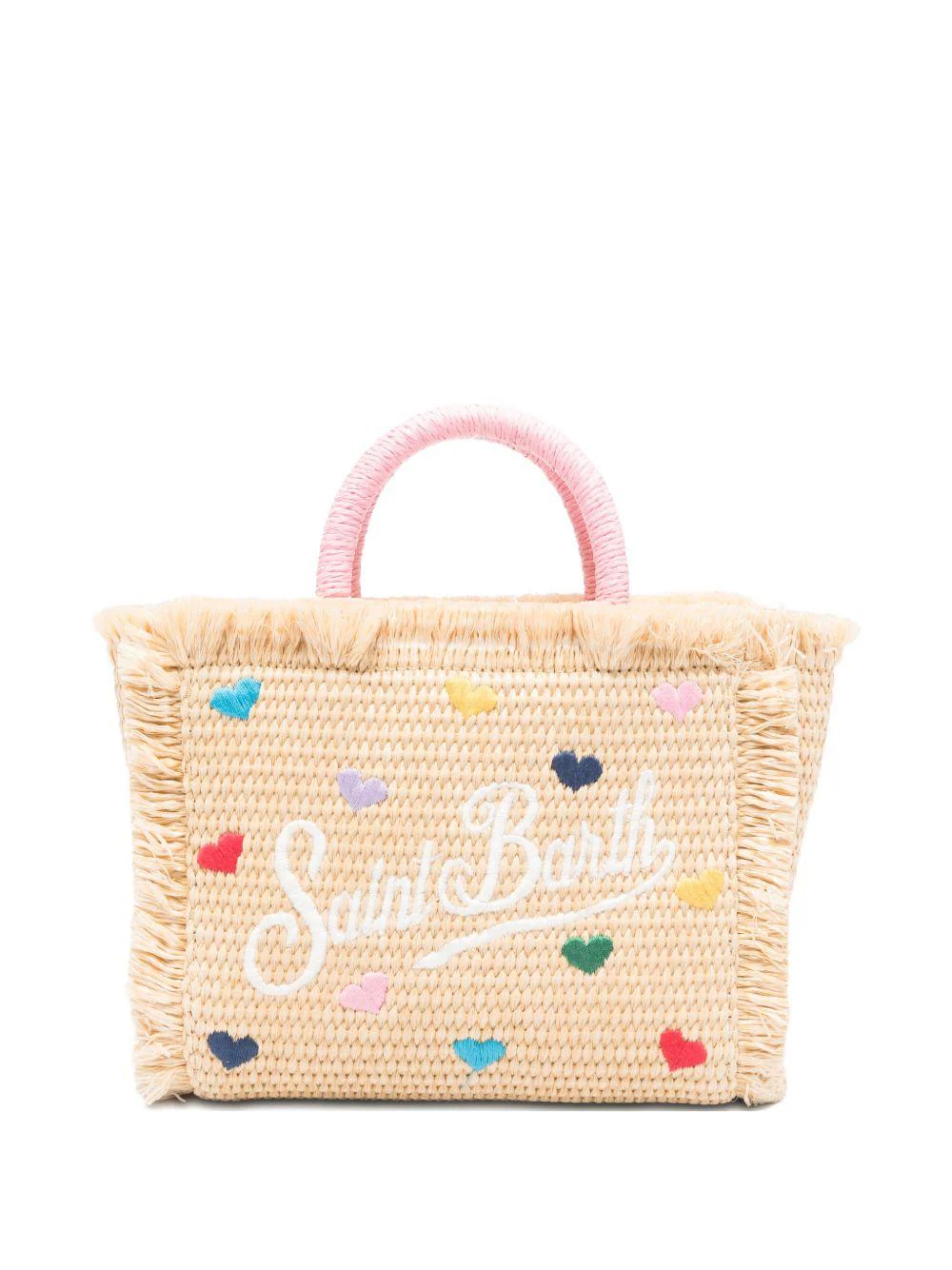 Woven Rectangle Tote Bag with Heart Accents
