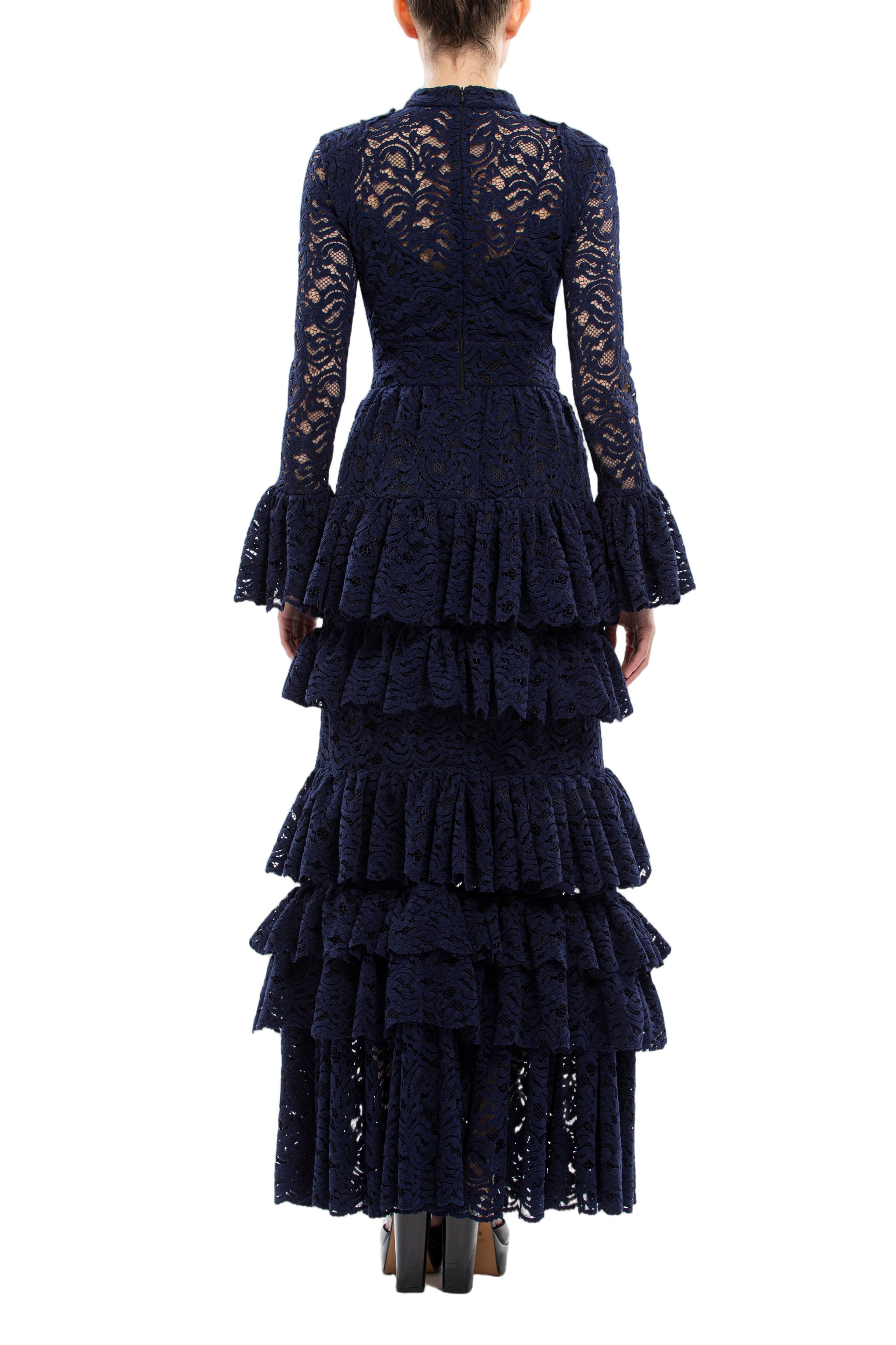 Ruffled Lace Long Dress