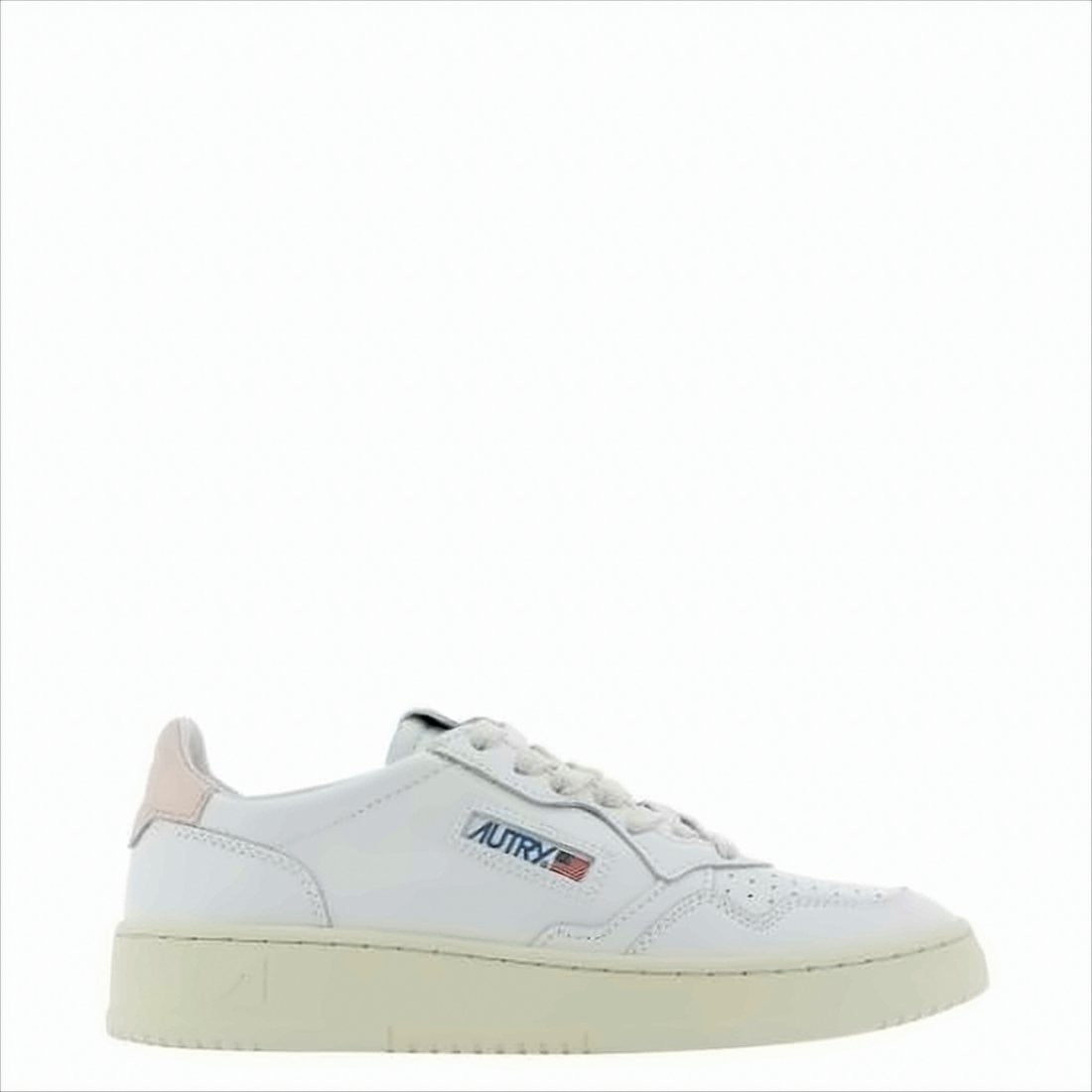 Minimalist White Leather Sneakers with Pastel Heel Detail