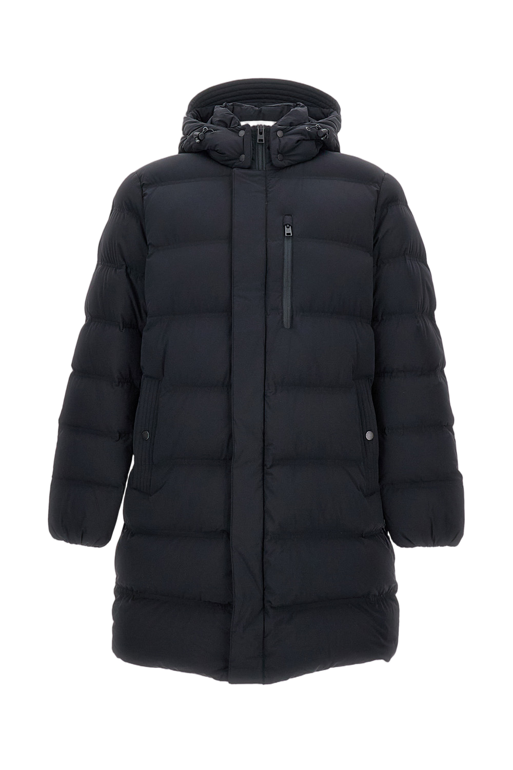 Quilted Long Puffer Coat With Hood