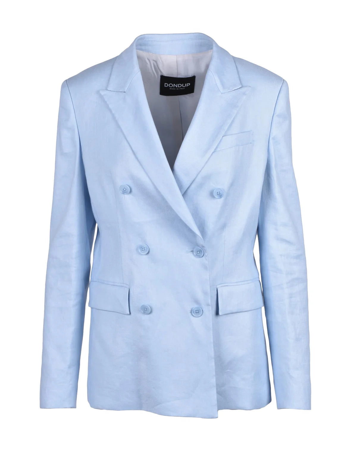 Light Blue Double-Breasted Linen Viscose Jacket