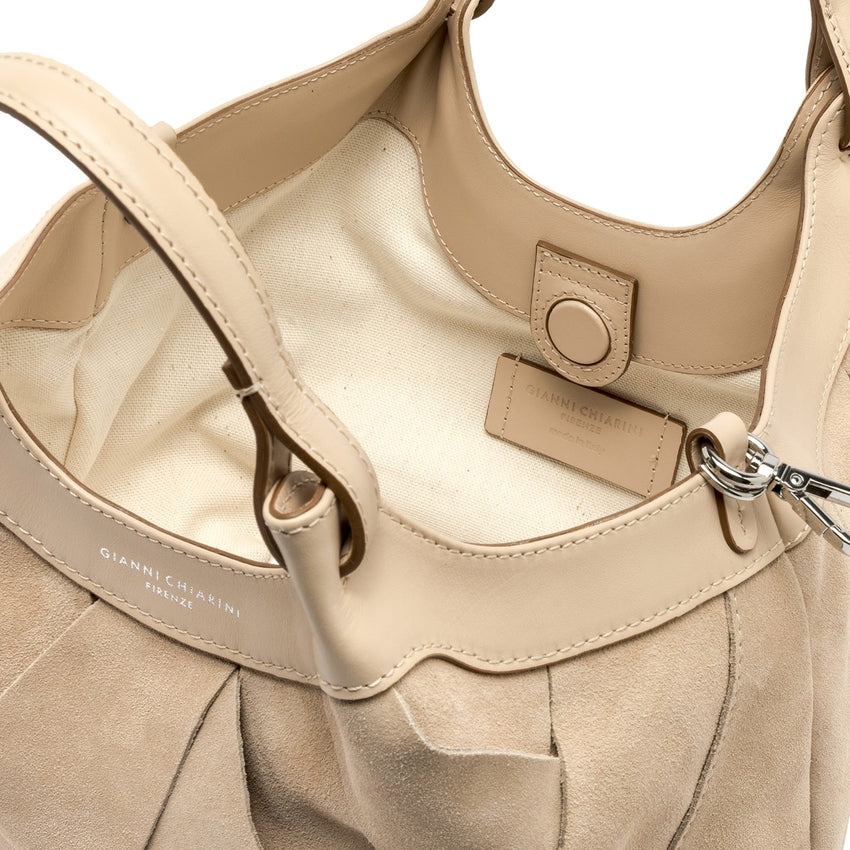 Geometric Suede Handbag with Leather Accents