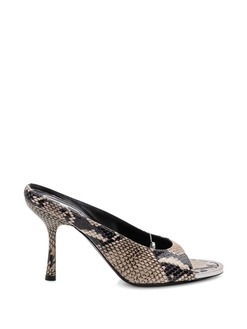 Textured Snakeskin Pattern Mid-Heel Sandals