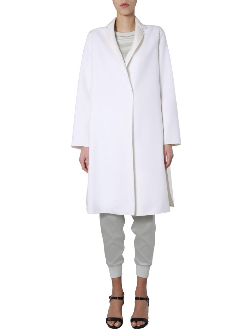 Knee-Length V-Neck Coat With Jewel Detail