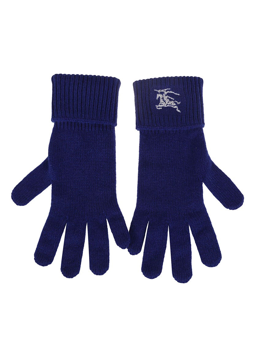 Cashmere Knitted Gloves With Ribbed Cuff