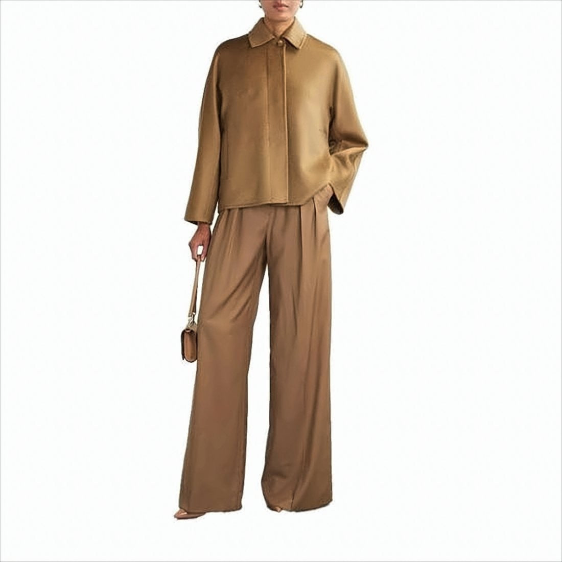 Boxy Silhouette Cashmere Jacket with Concealed Placket