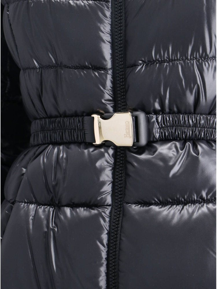 Long Ultralight Jacket with Striped Quilting