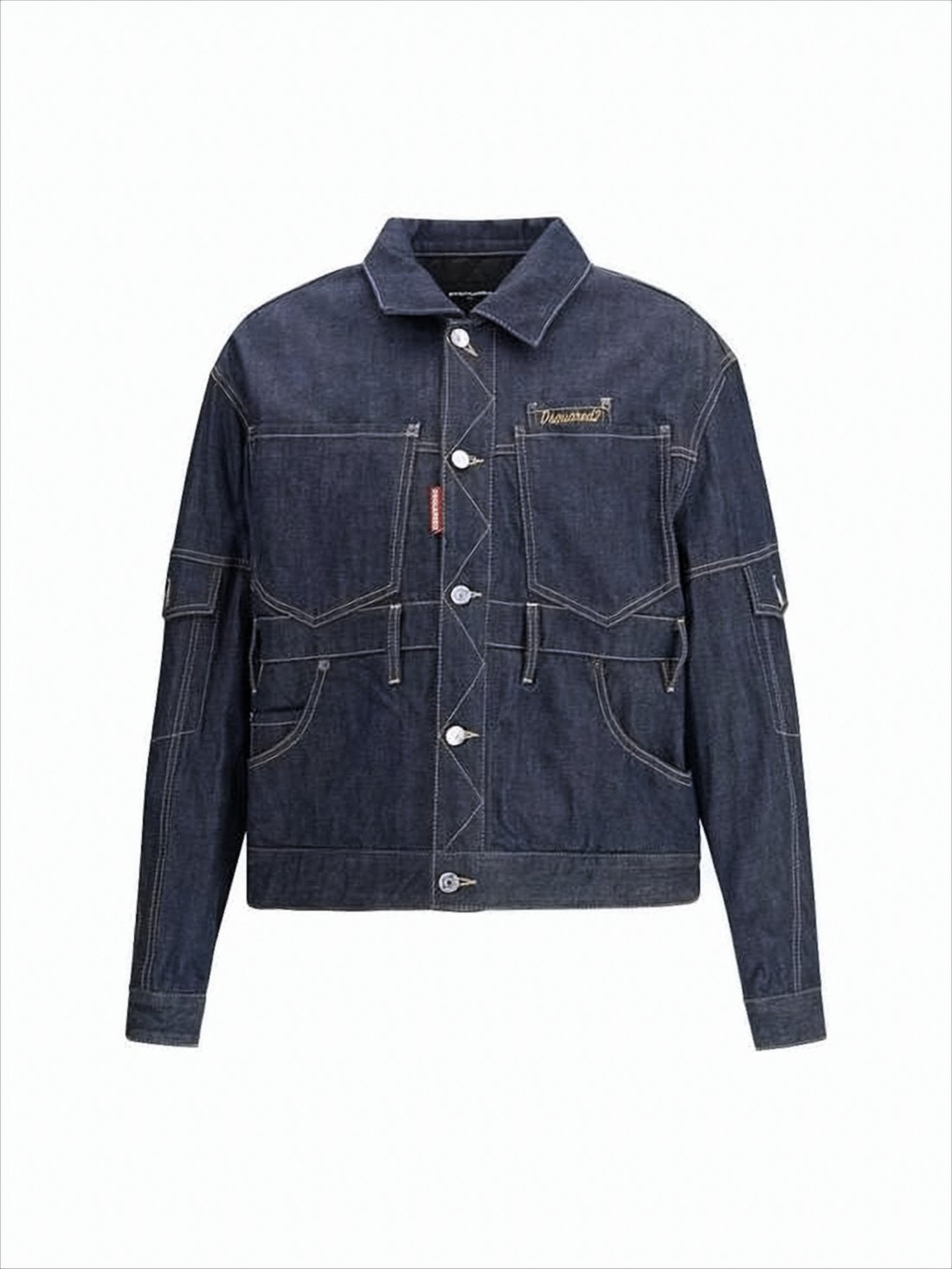 Cropped Denim Jacket with Classic Collar