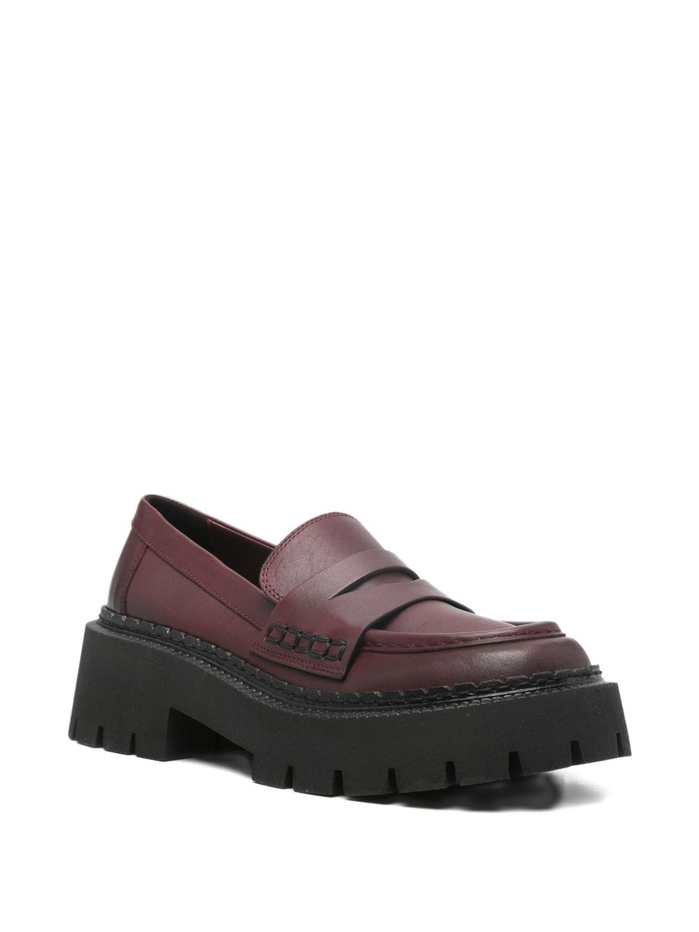 Penny Loafer Flat Shoes With Chunky Lug Sole