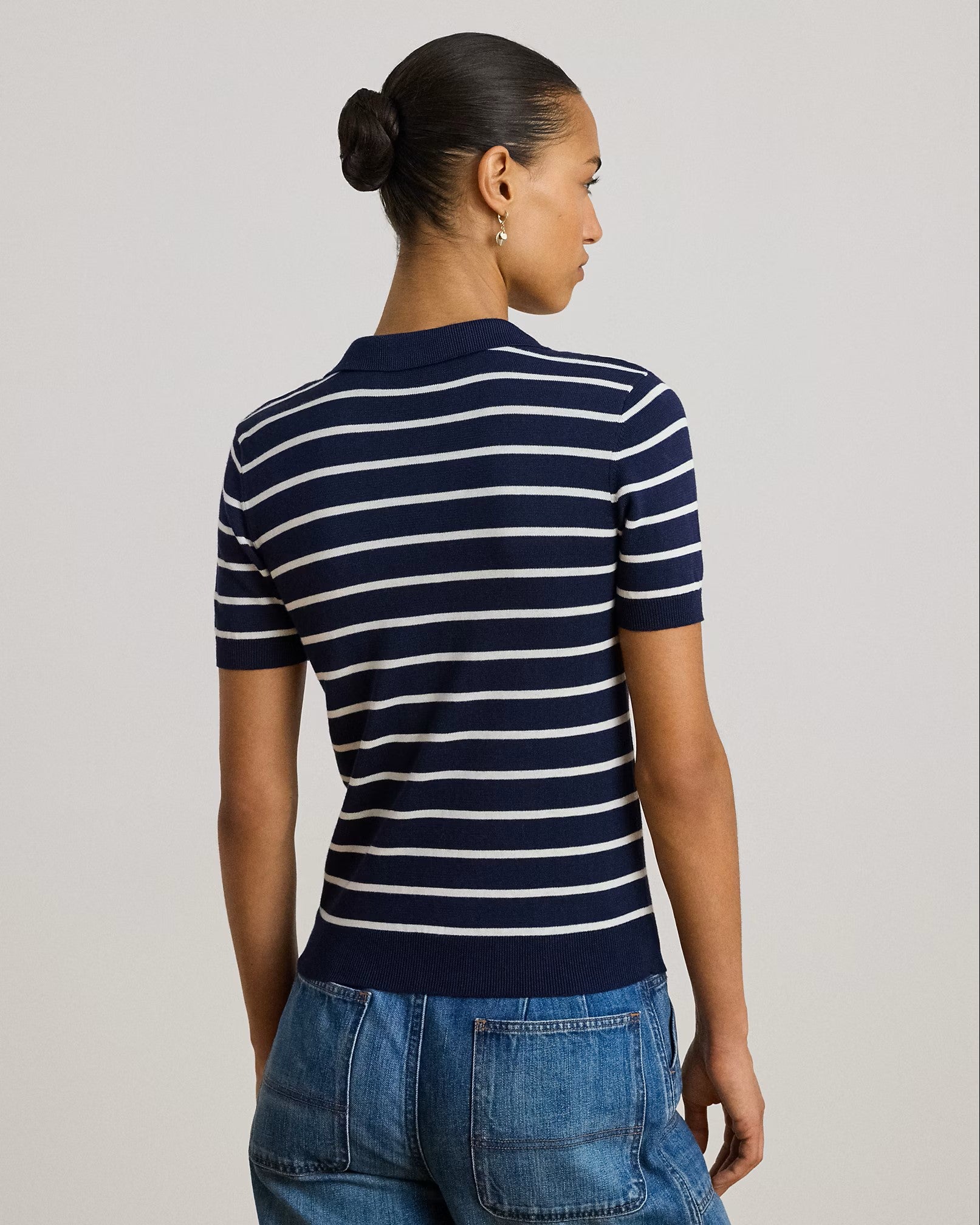 Classic Polo-Style Short Sleeve Pullover in Navy