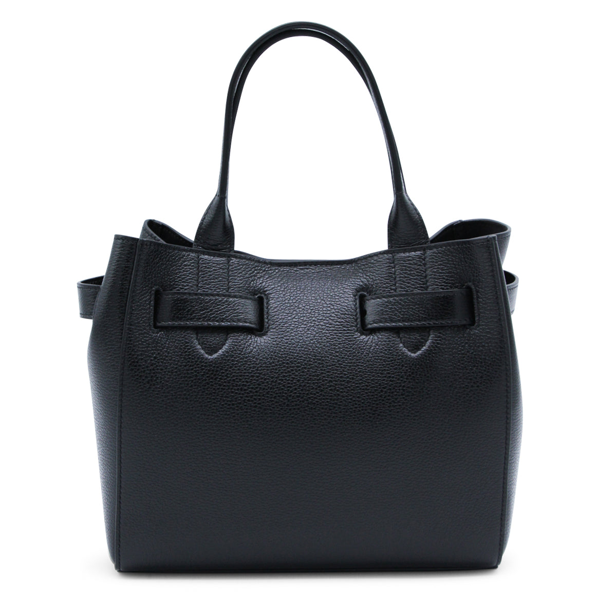 Textured Leather Tote with Gold-tone Hardware