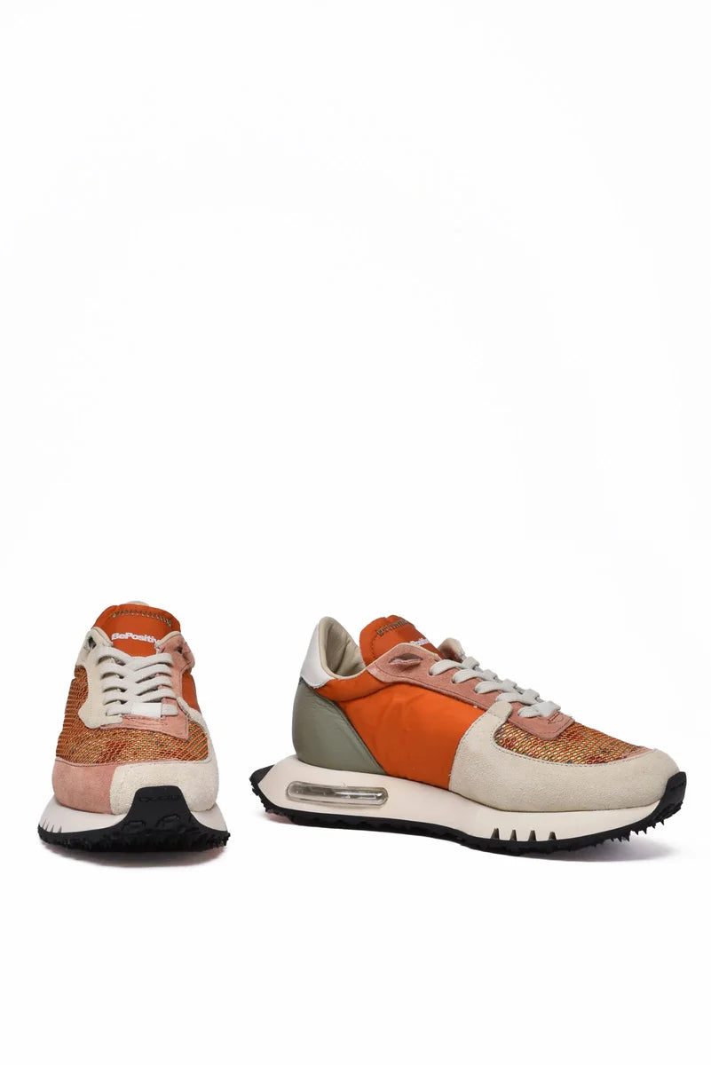 Leather/Polyester Sneakers - Orange