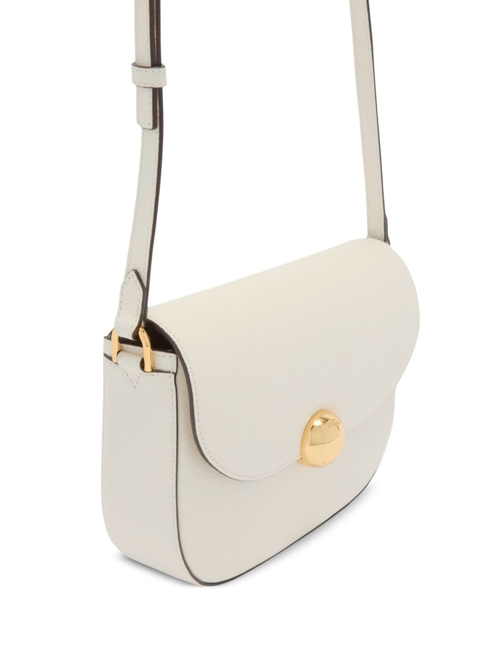 Structured White Leather Moonlight Crossbody Bag