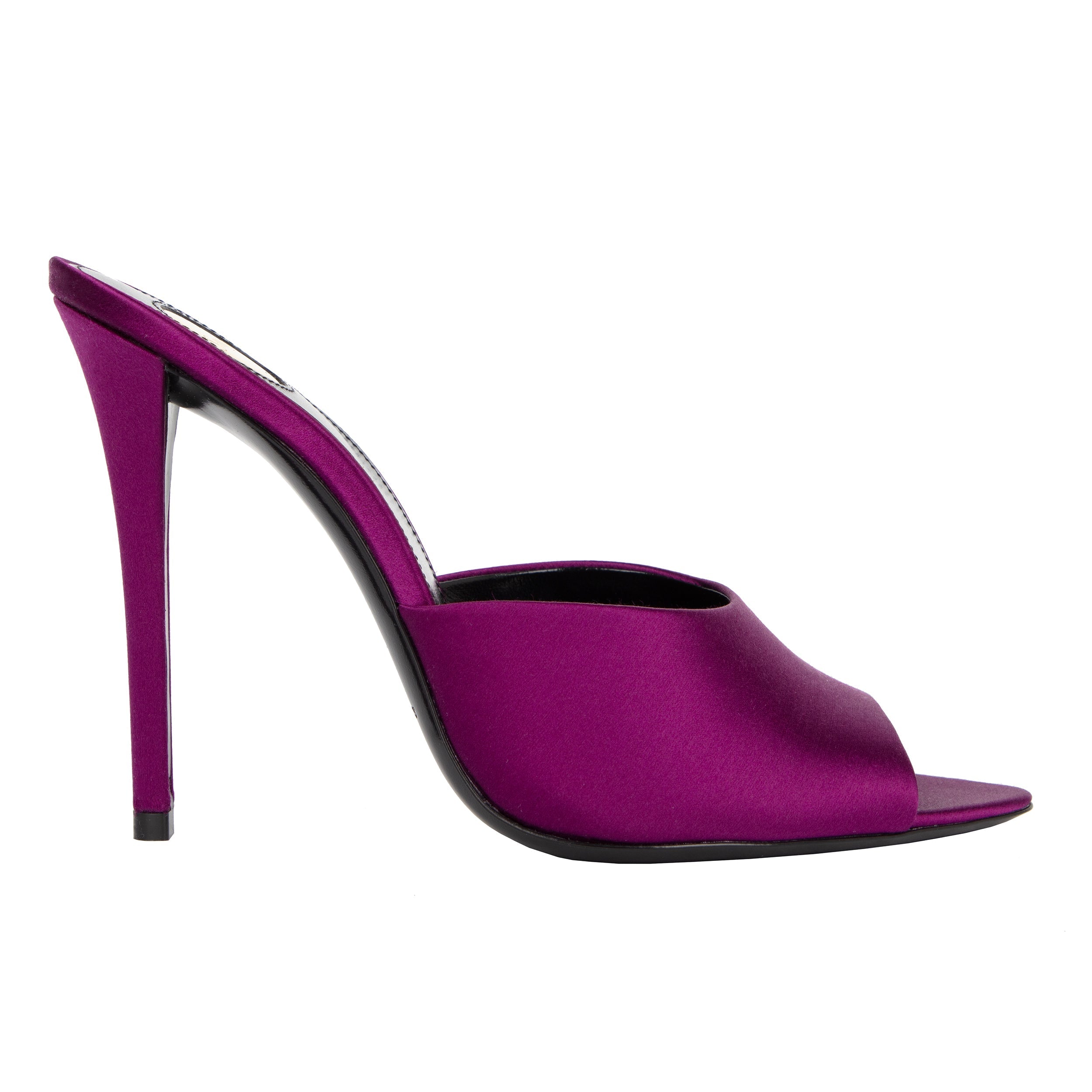 Goldie Mules In Satin Crepe Purple