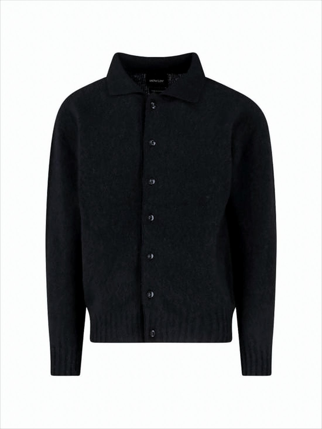 Button-Up Wool Cardigan with Structured Collar