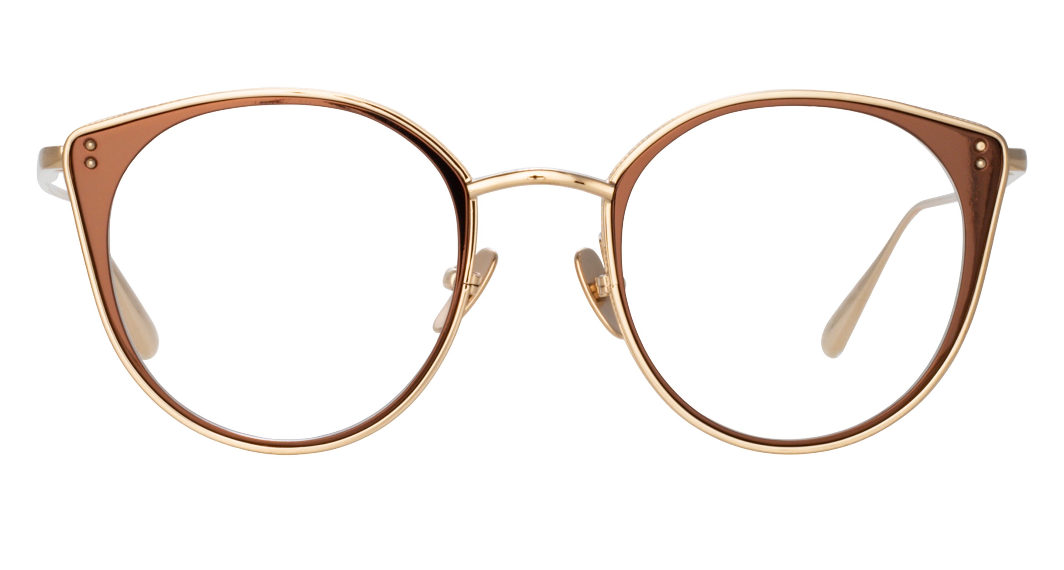 Lfl Rounded Titanium Eyeglasses with Cat-Eye Accents