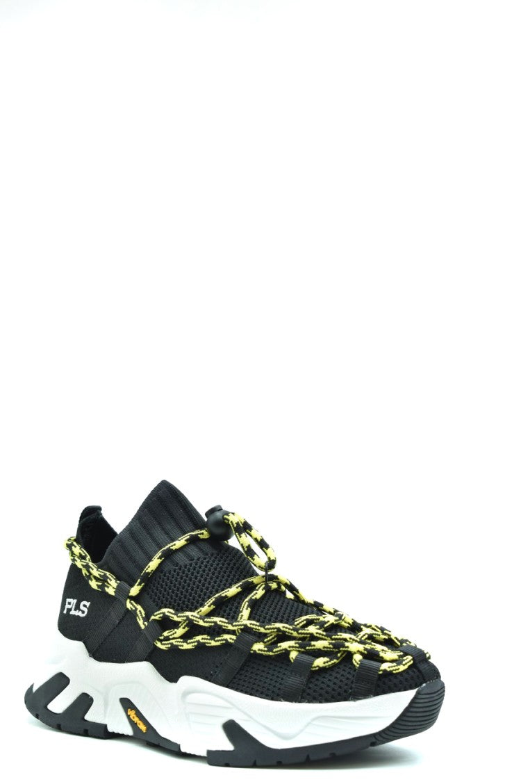 Sporty Black Mesh Sneakers With Sole