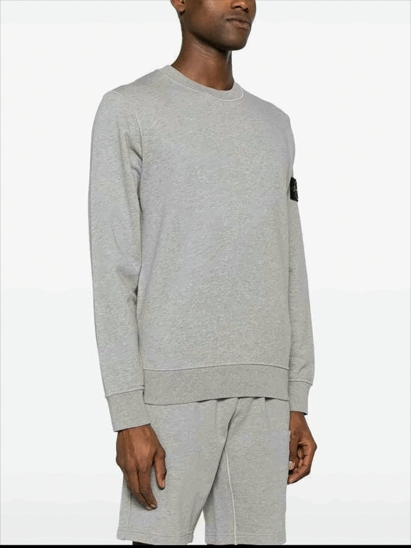 Grey Long-Sleeve Sweatshirt with Patch Logo