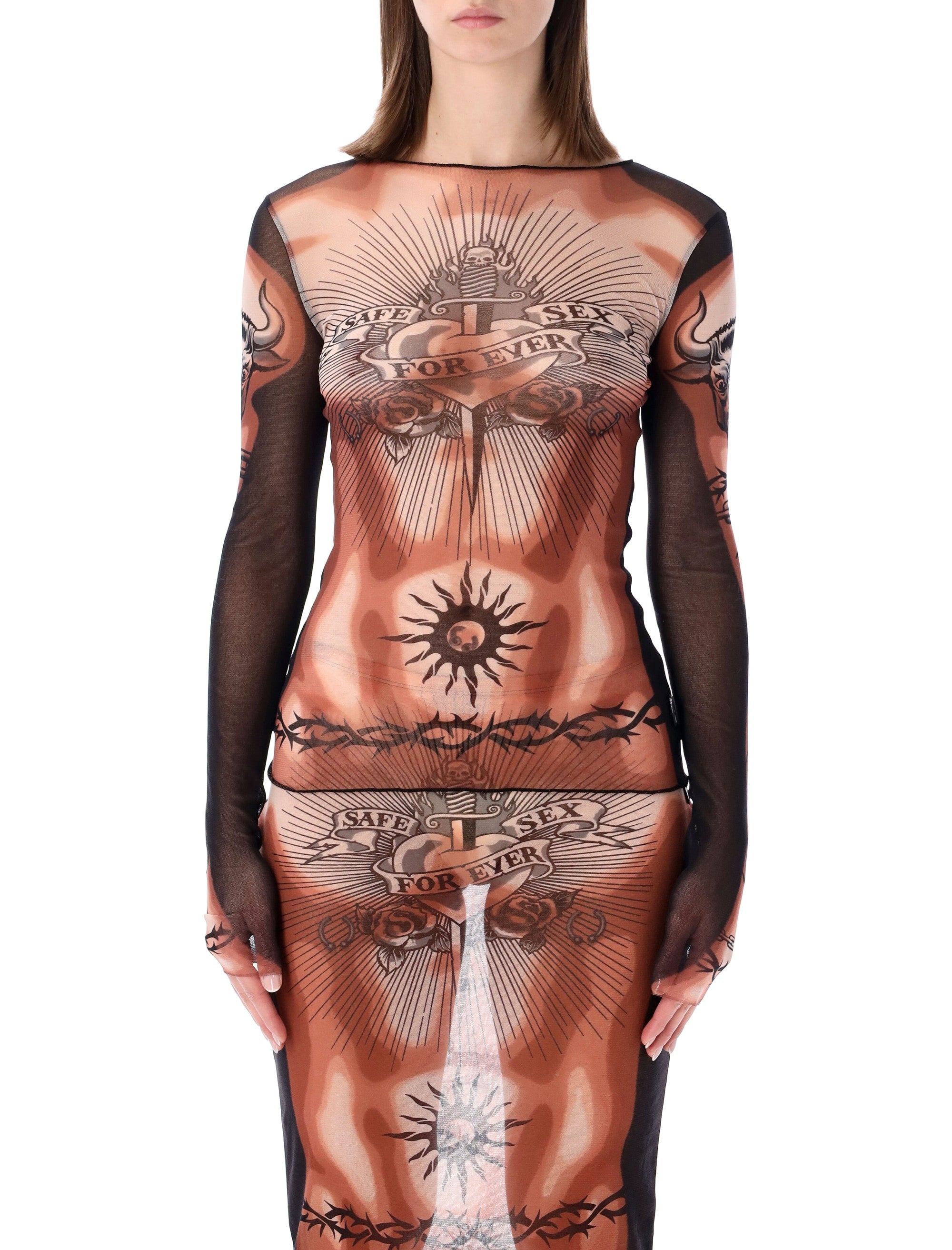 Re-Edition Safe Sex Tattoo Tulle Top