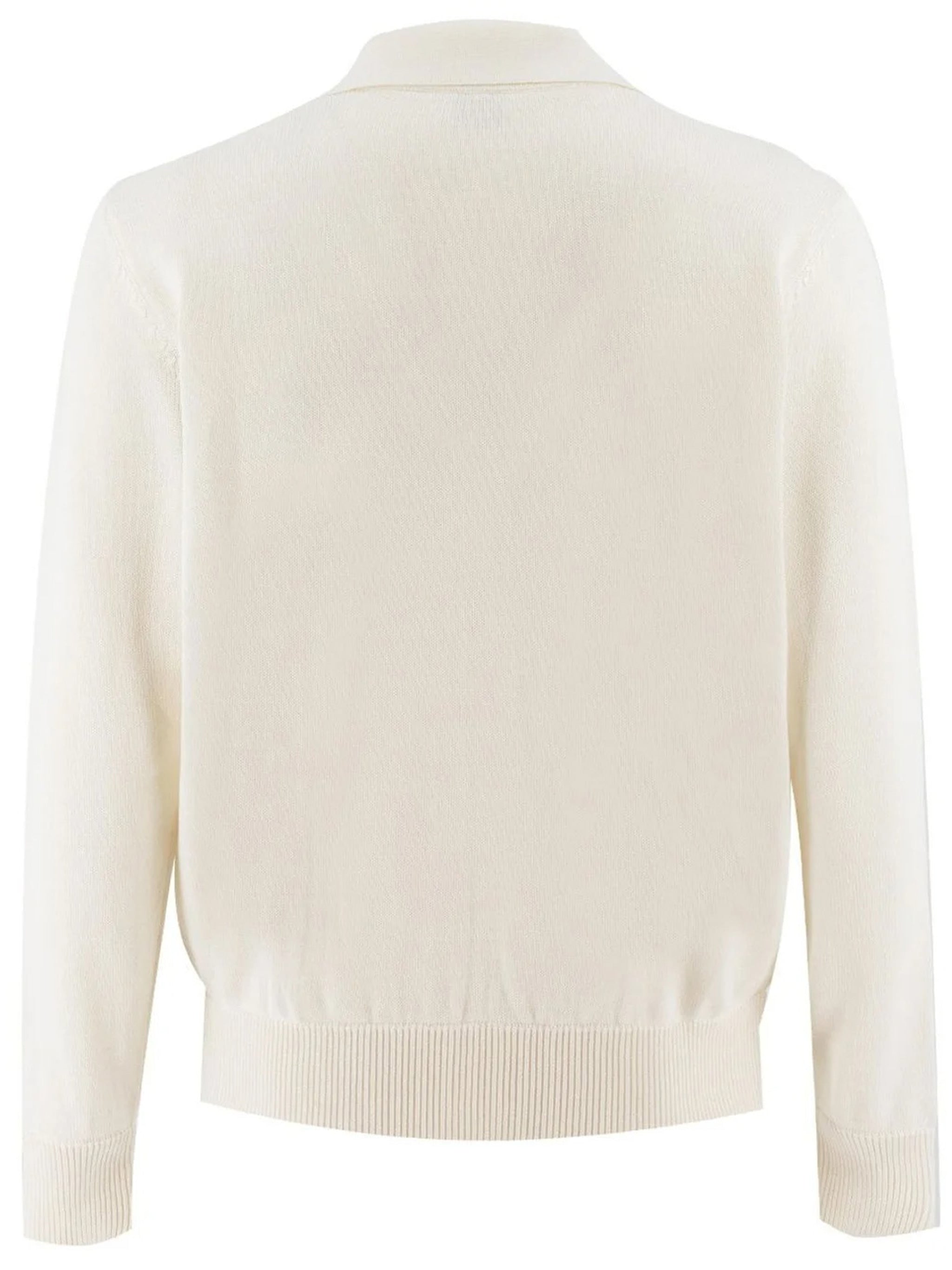 Knitted Cream Button-Up Flap Pocket Shirt