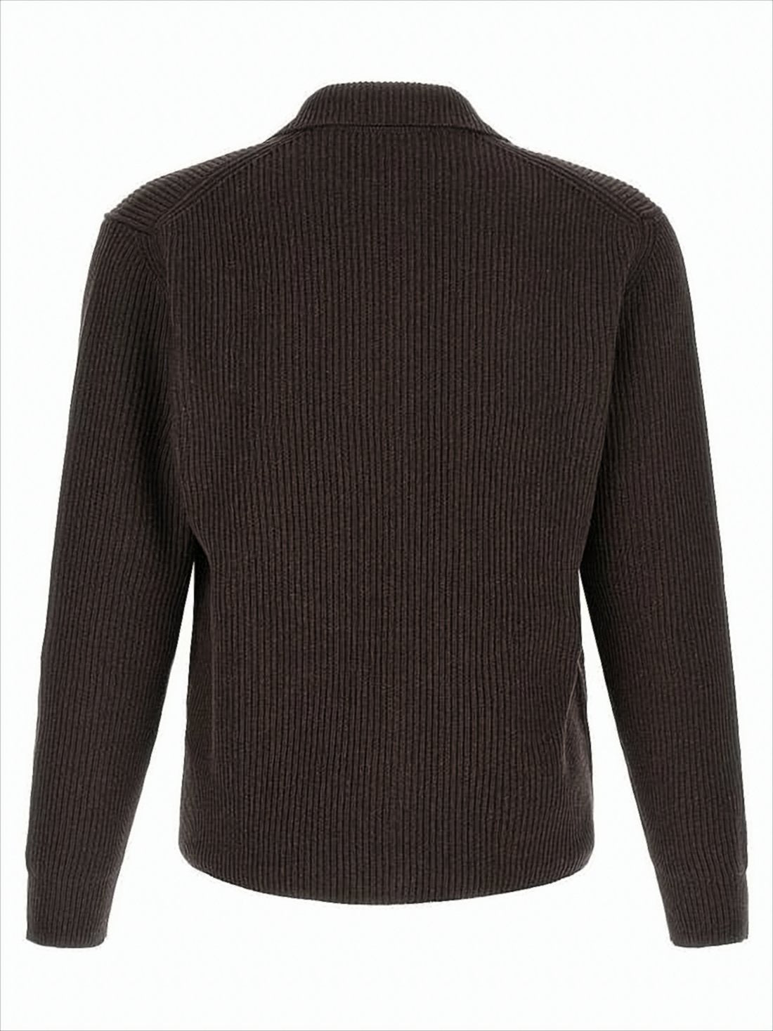 Ribbed Wool Cardigan with Button-Up Front