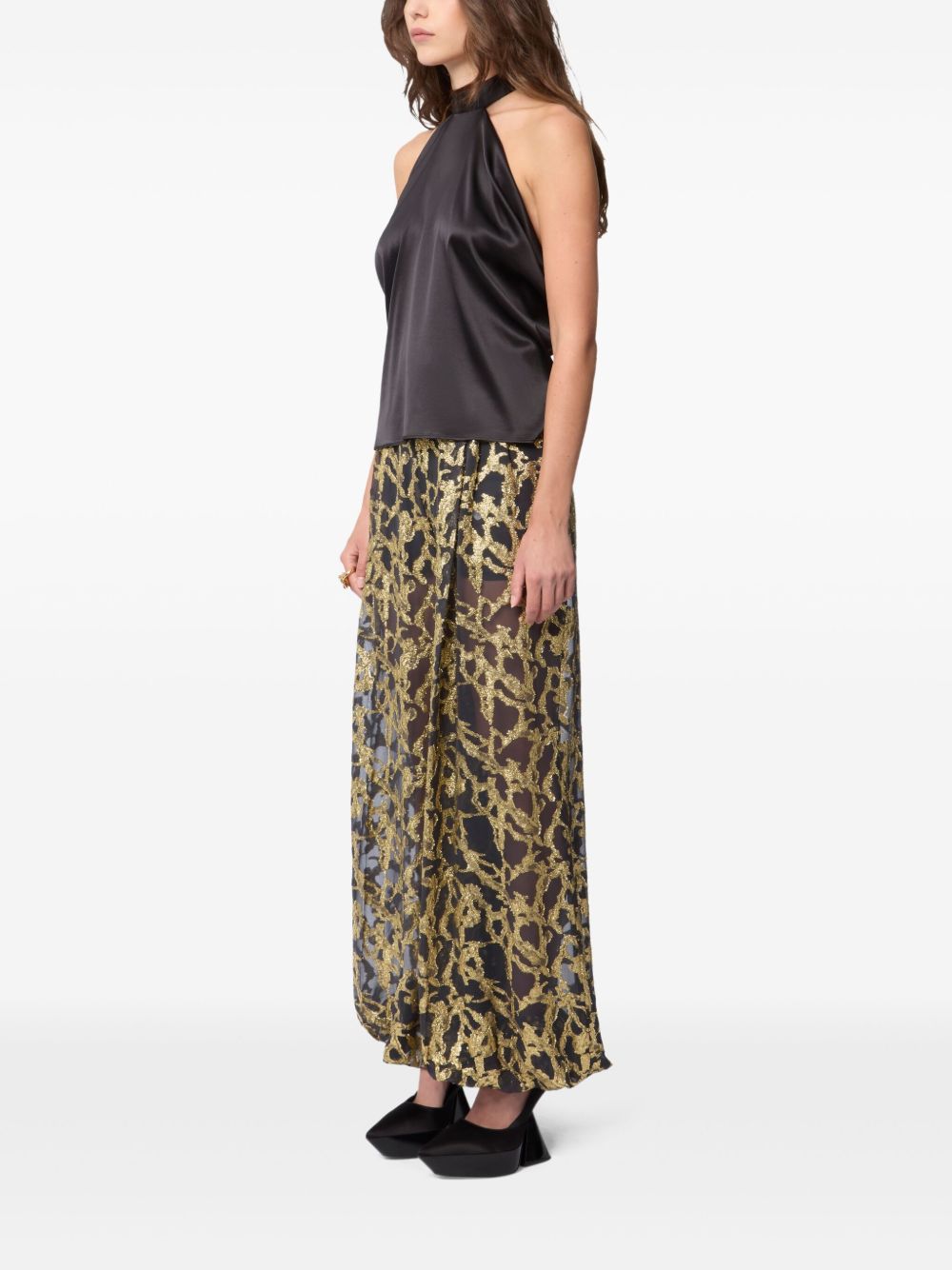 Satin Halterneck Top With Open Back