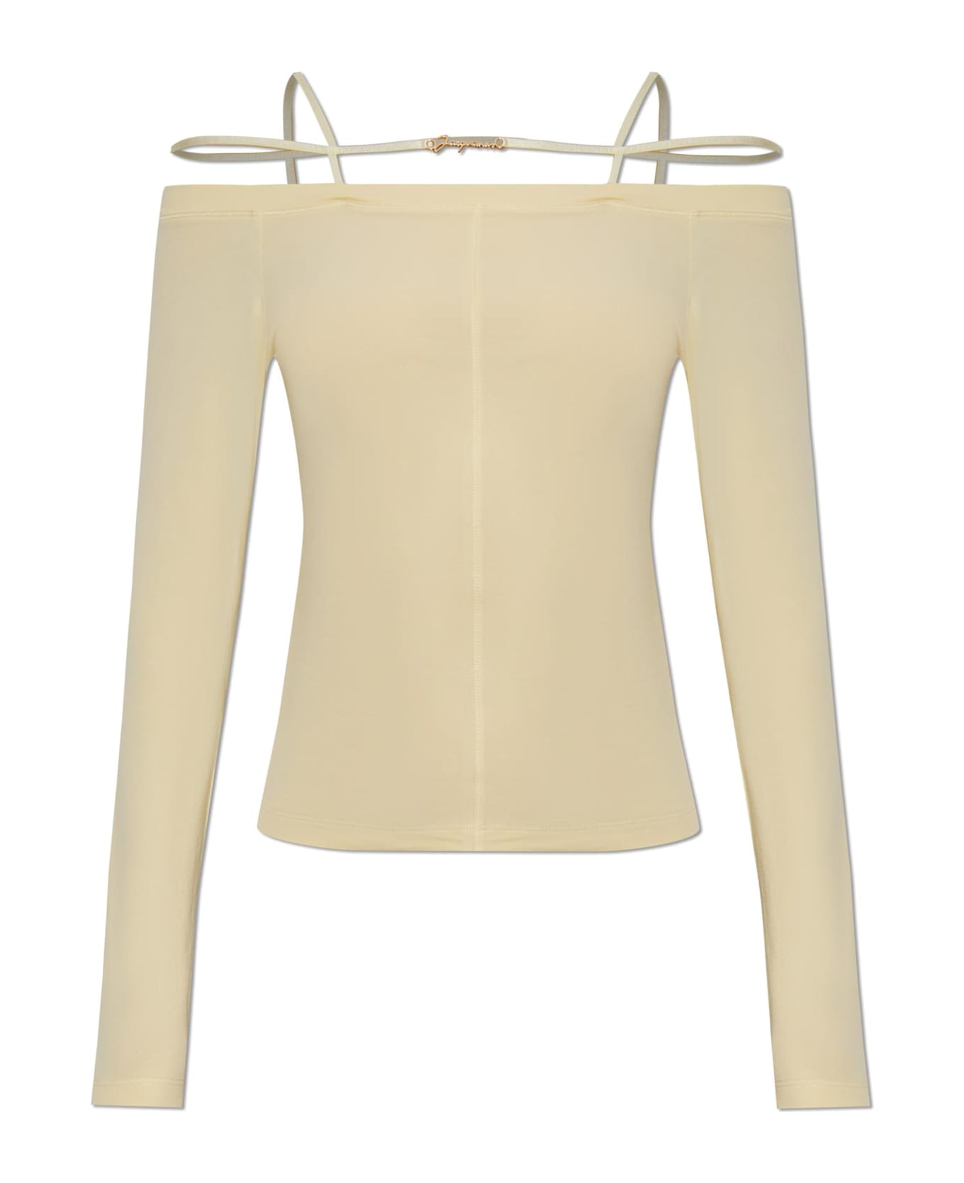Fitted Long-Sleeve Top with Off-the-Shoulder Neckline