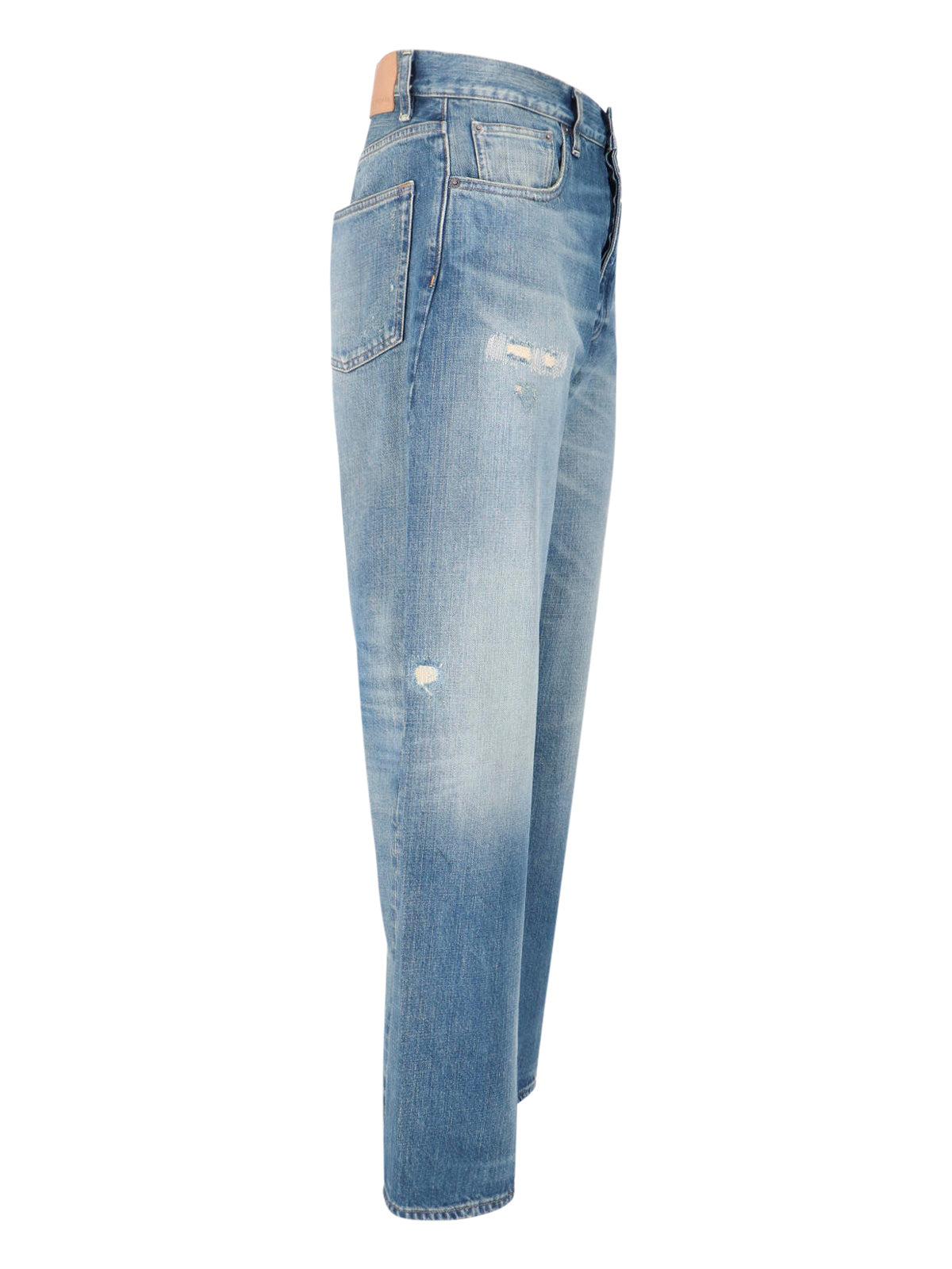 Blue Twist Wide-Leg Distressed Jeans