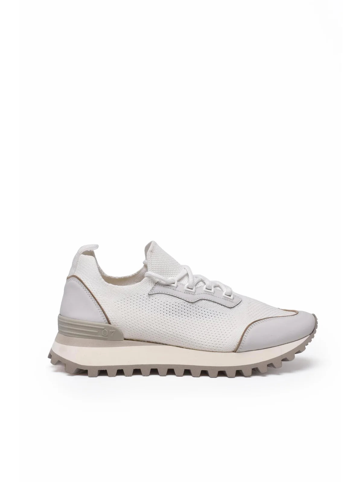 White Men Mixed Fiber Leather Sneakers