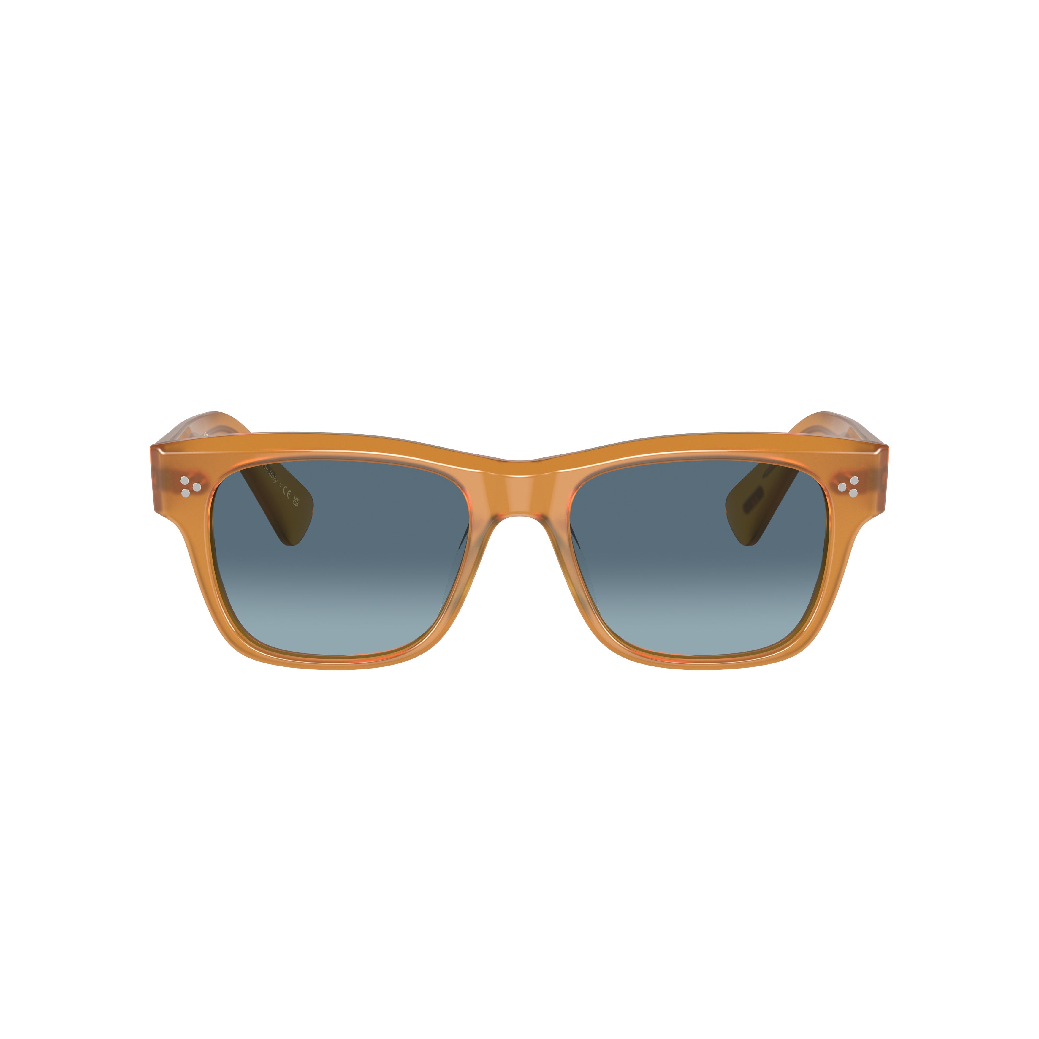0ov5524su Translucent Amber Acetate Sunglasses with Gradient Blue Lenses