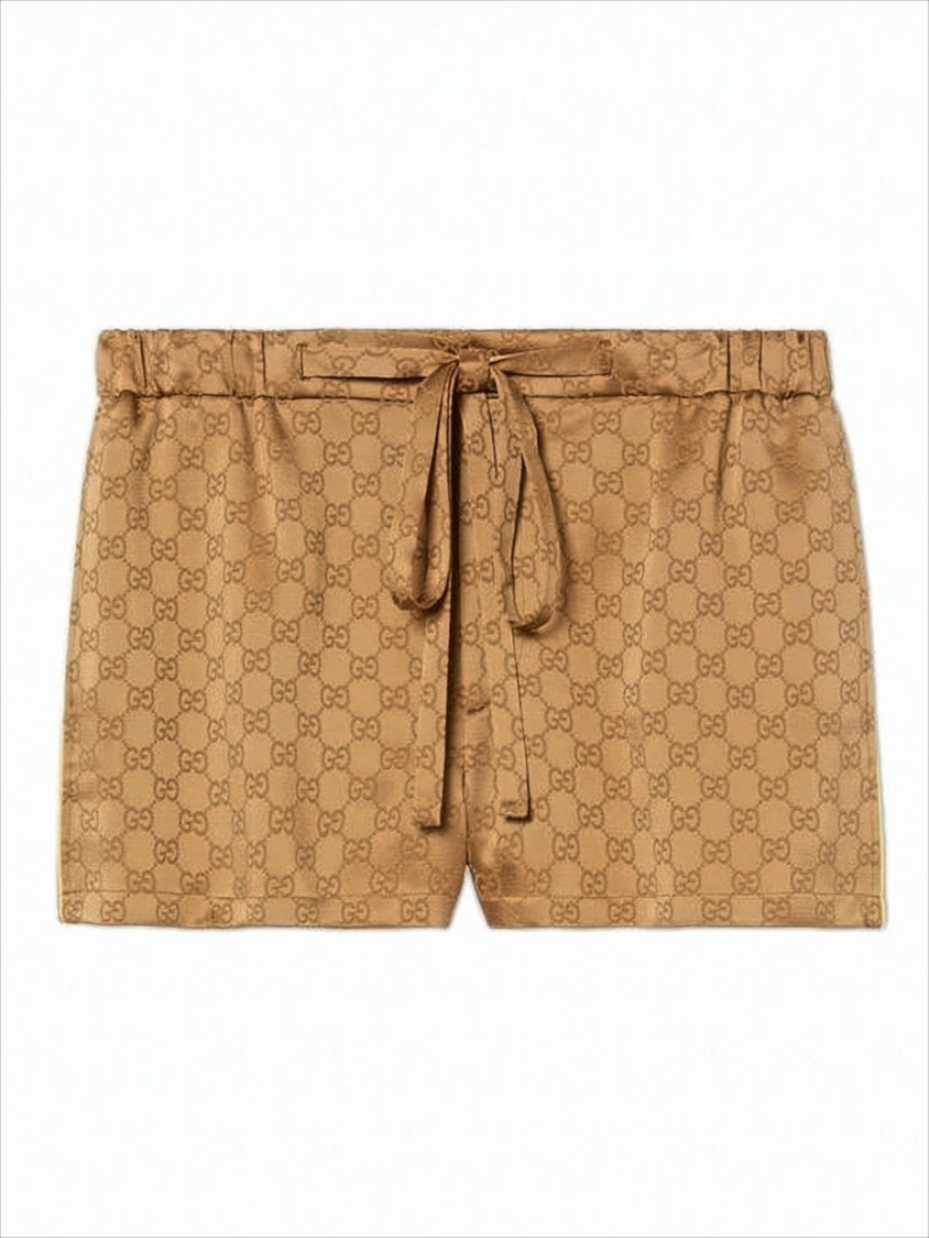 Brown Monogram Patterned Relaxed Fit Shorts