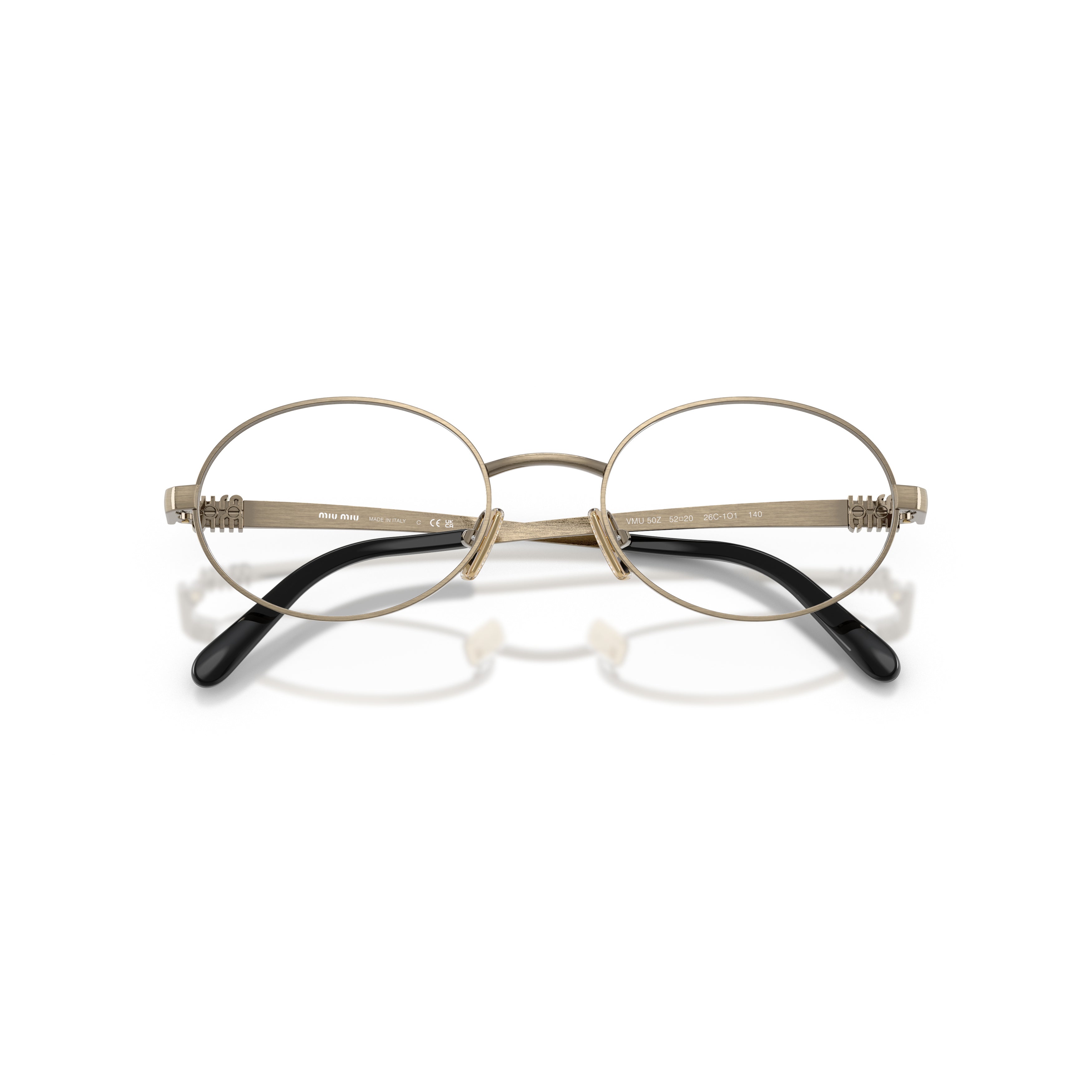 0mu 50zv Oval Gold Metal Frame Eyeglasses