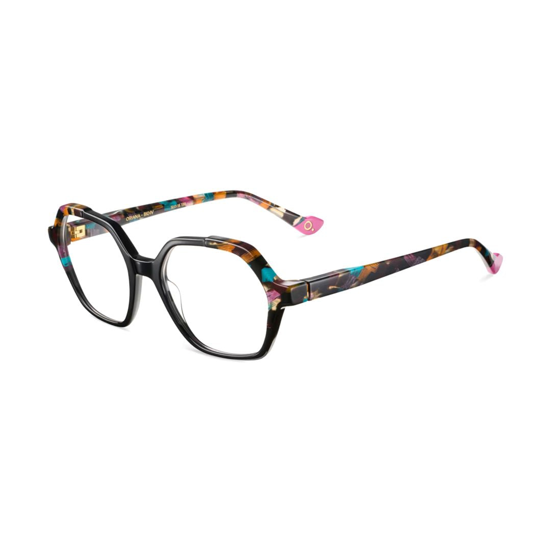 Oriana Geometric Frame Eyeglasses with Multicolored Temples