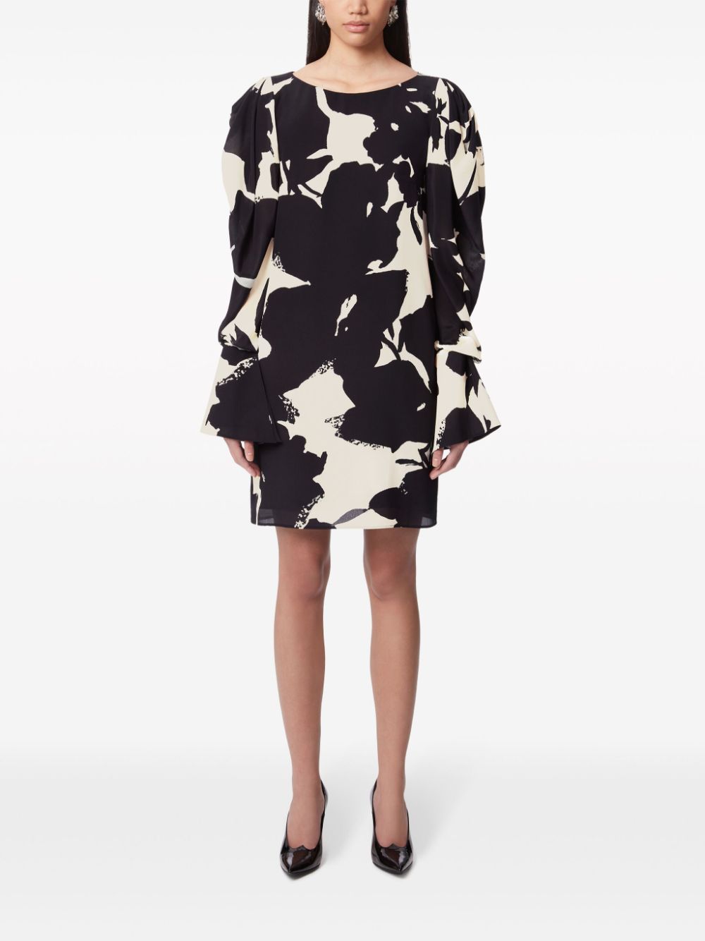 Abstract Print Silk Twill Shift Dress