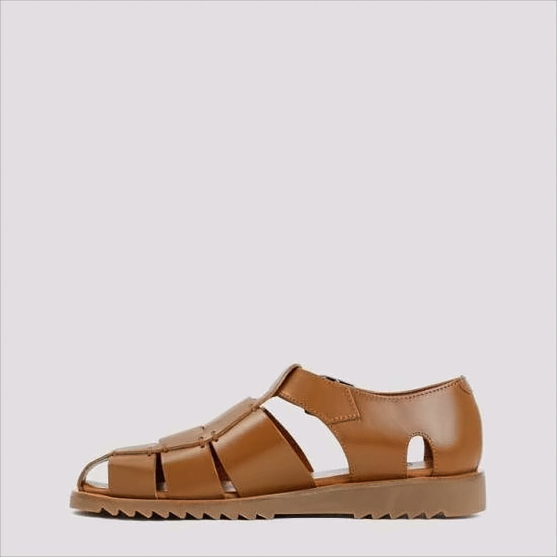 Closed-Toe Brown Leather Sandals