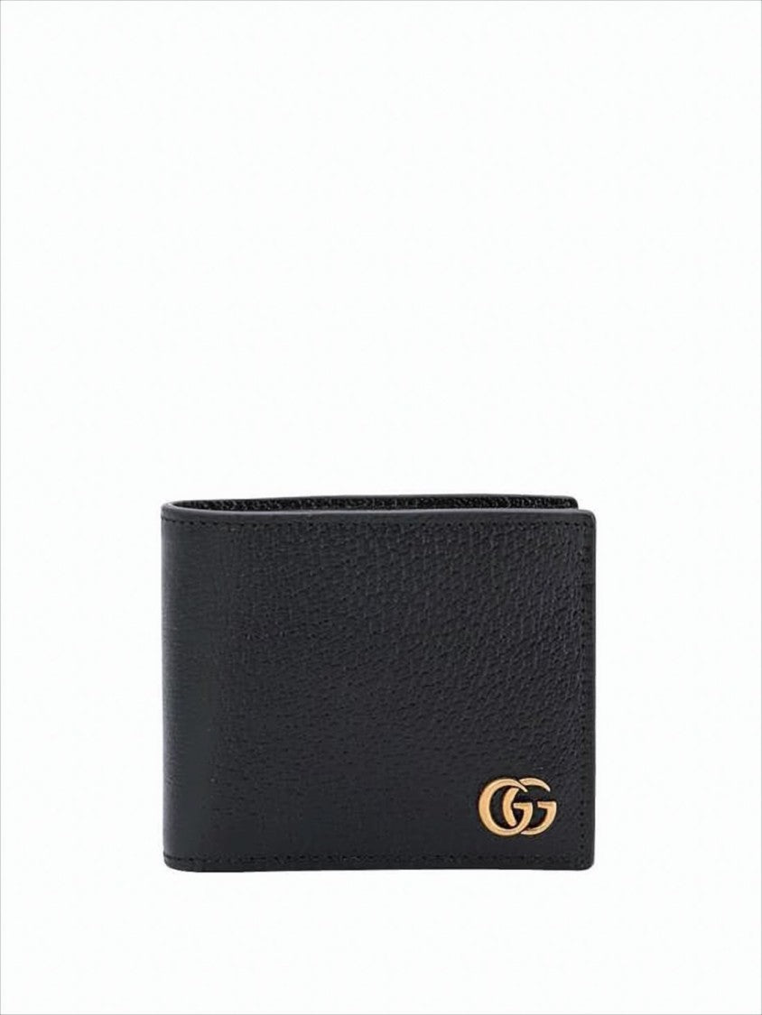 Textured Leather Bifold Wallet with Gold-tone Logo