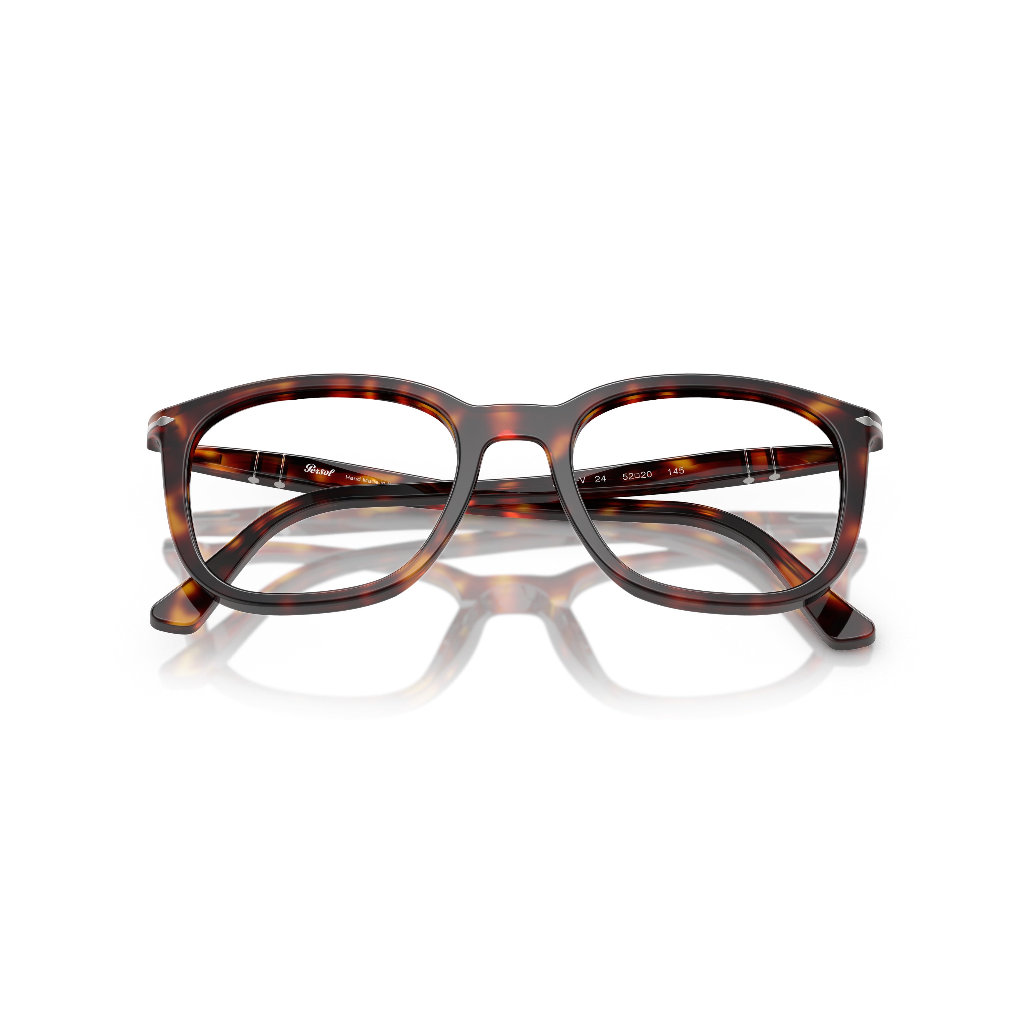 0po3355v Square Tortoiseshell Acetate Eyeglasses with Silver Accents