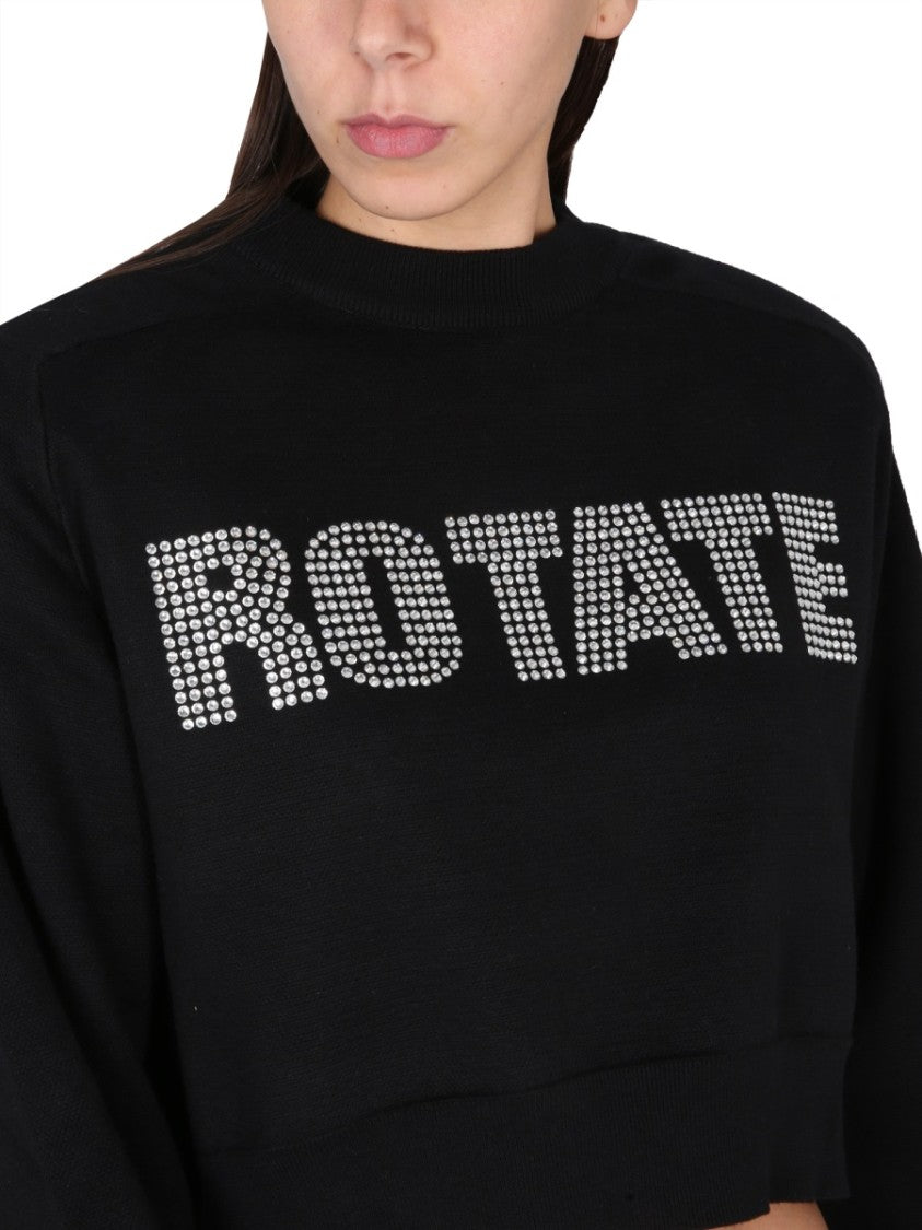 Rhinestone Logo Cropped Shirt