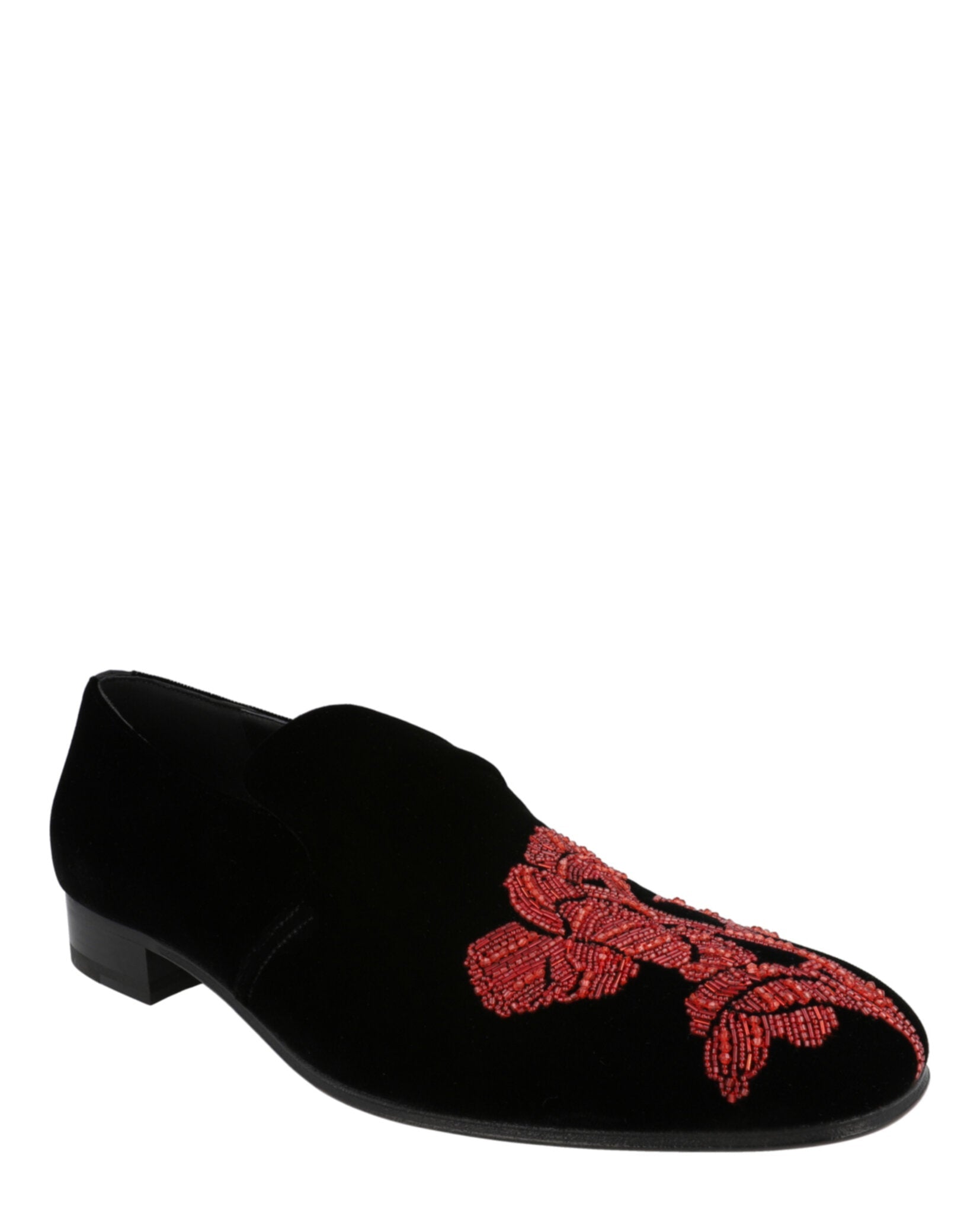Beaded Orchid Velvet Loafers