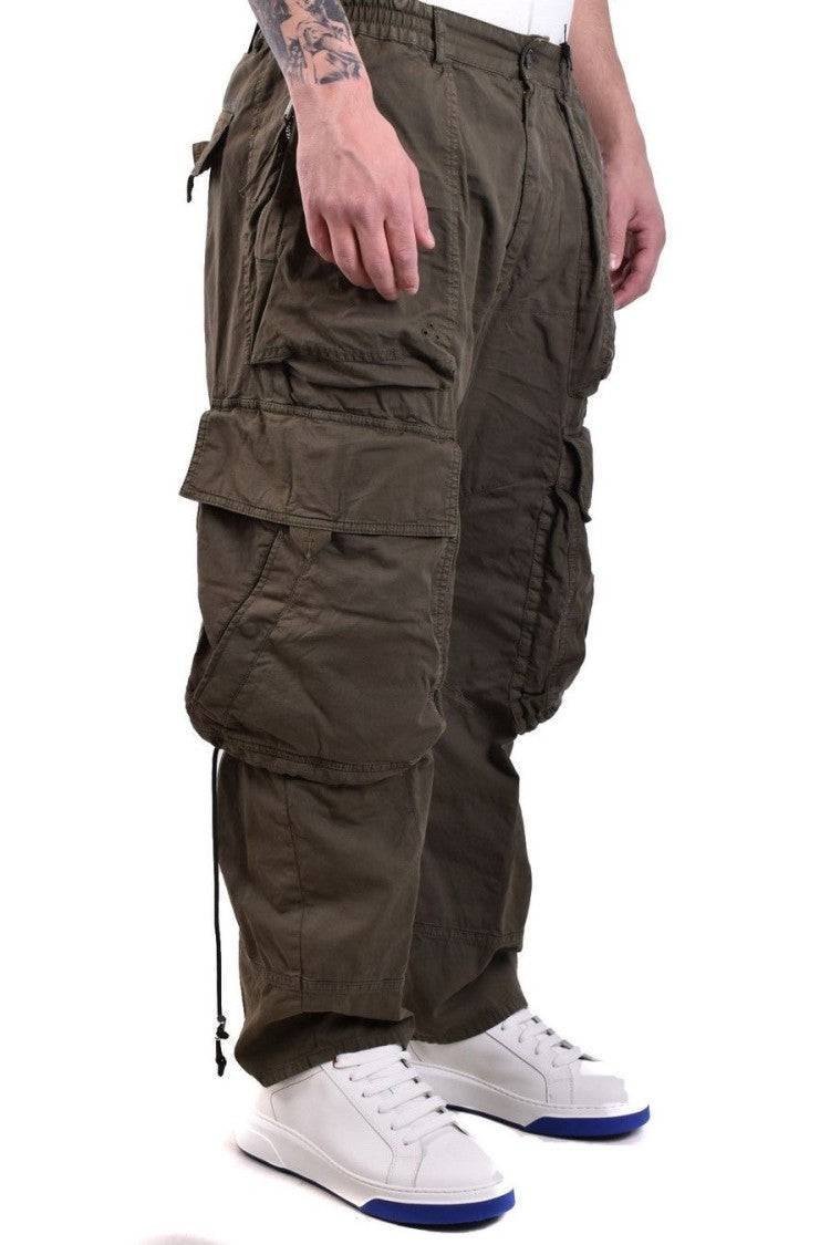 Green Cotton Blend Cargo Pants