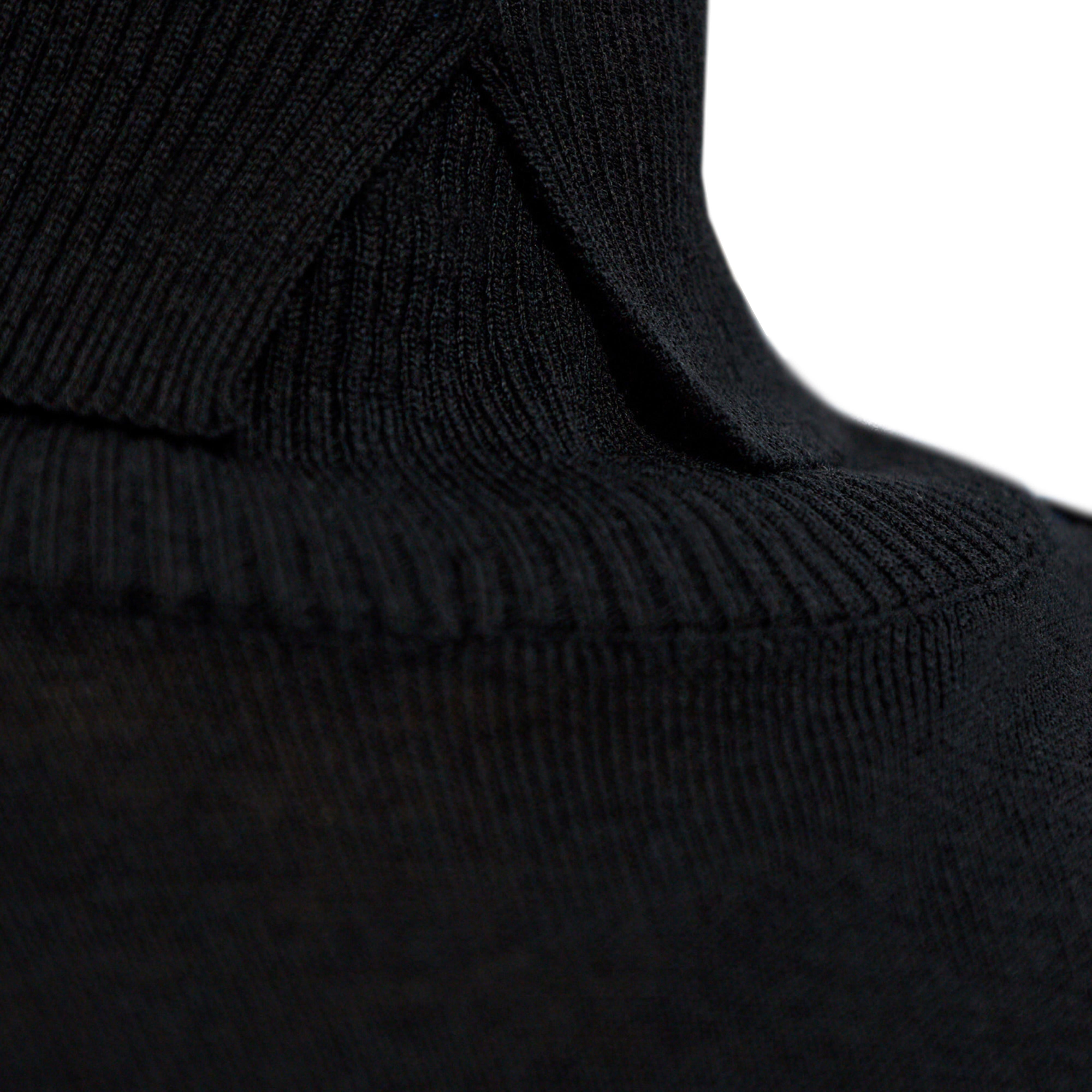 Black Ribbed Detail Sweater With High Collar
