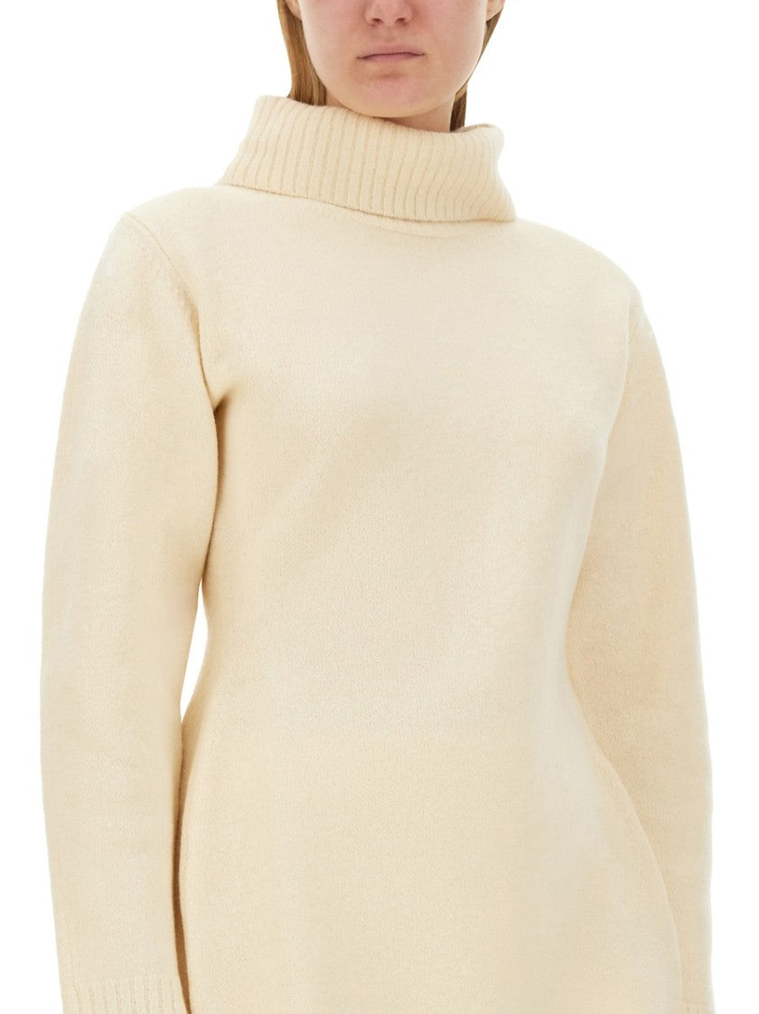 Ribbed Turtleneck Shirt With Oversized Silhouette