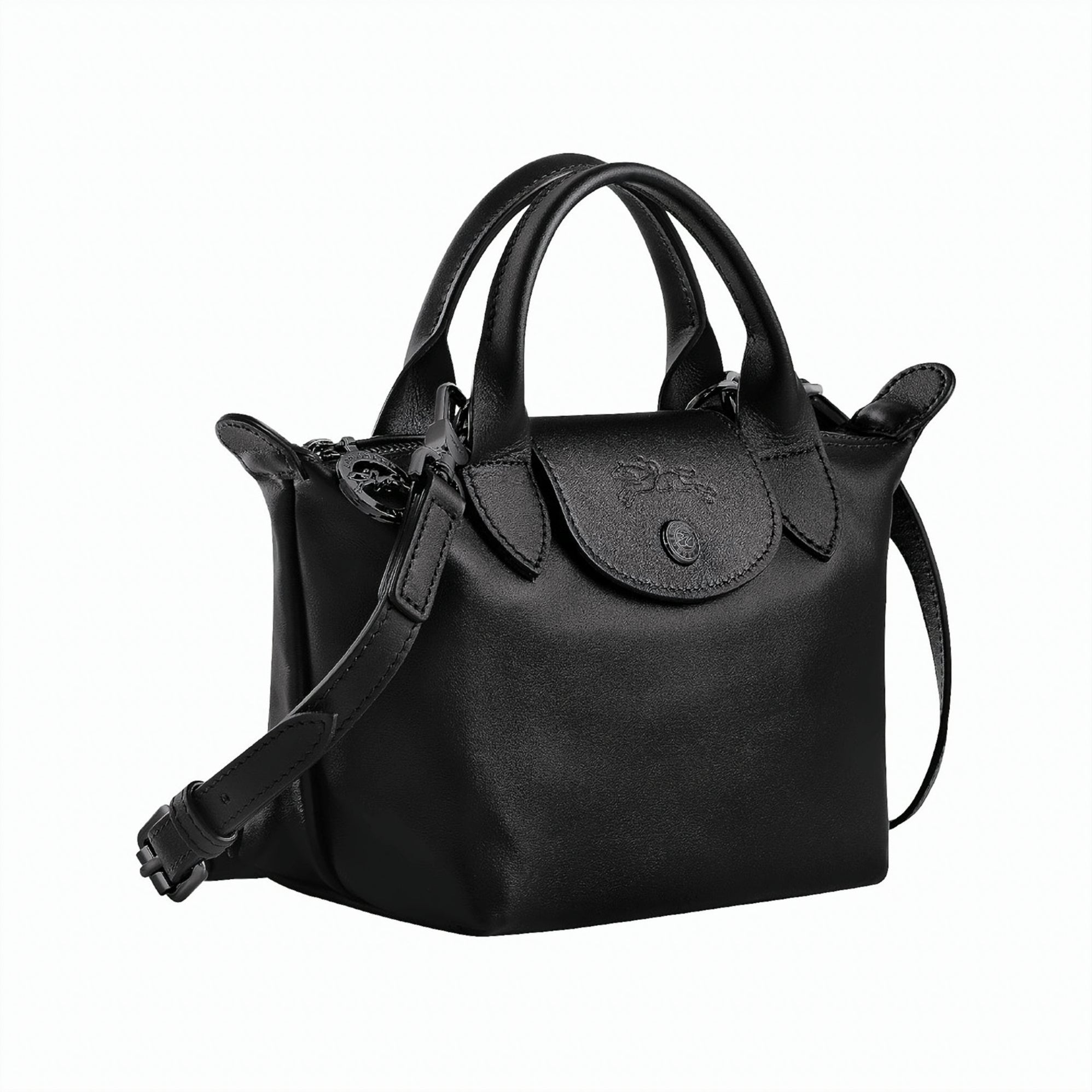 Structured Black Calf Leather Mini Handbag