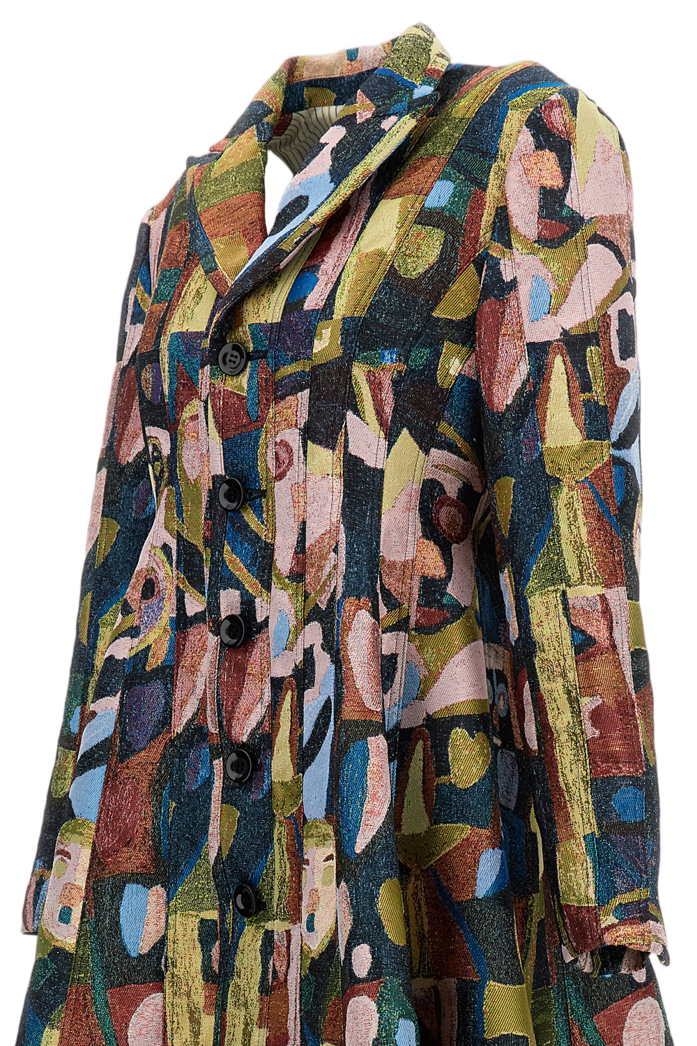 Panel Patchwork Jacquard Coat