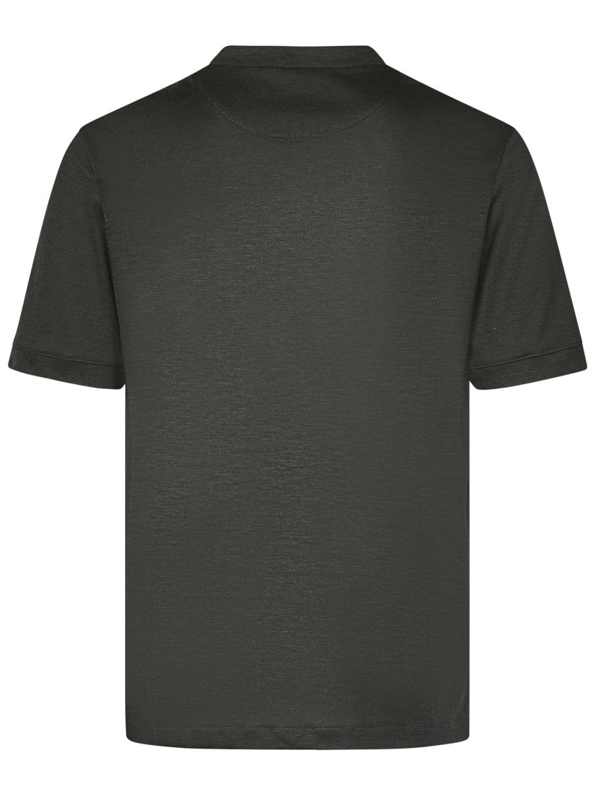 Green Franzese Cashmere T-Shirt With Classic Crewneck Design