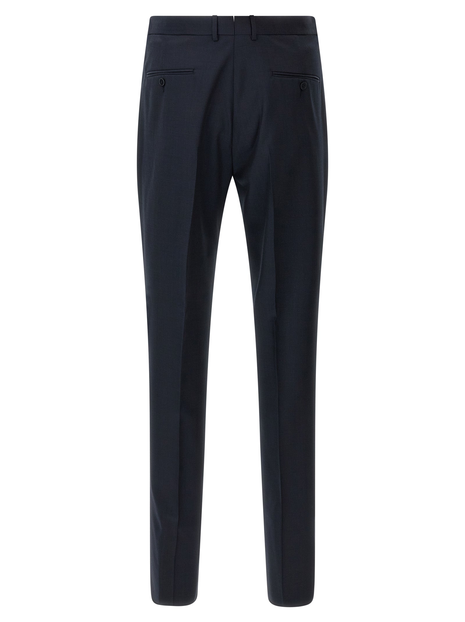 Single-Breasted Wool Dress with Tailored Trousers